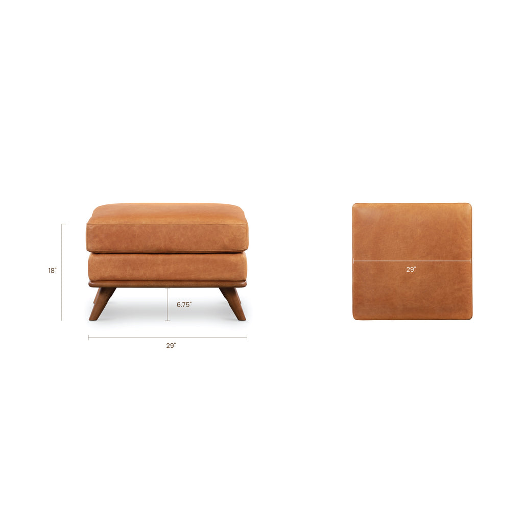 Repose-pieds en cuir | Tan Cognac