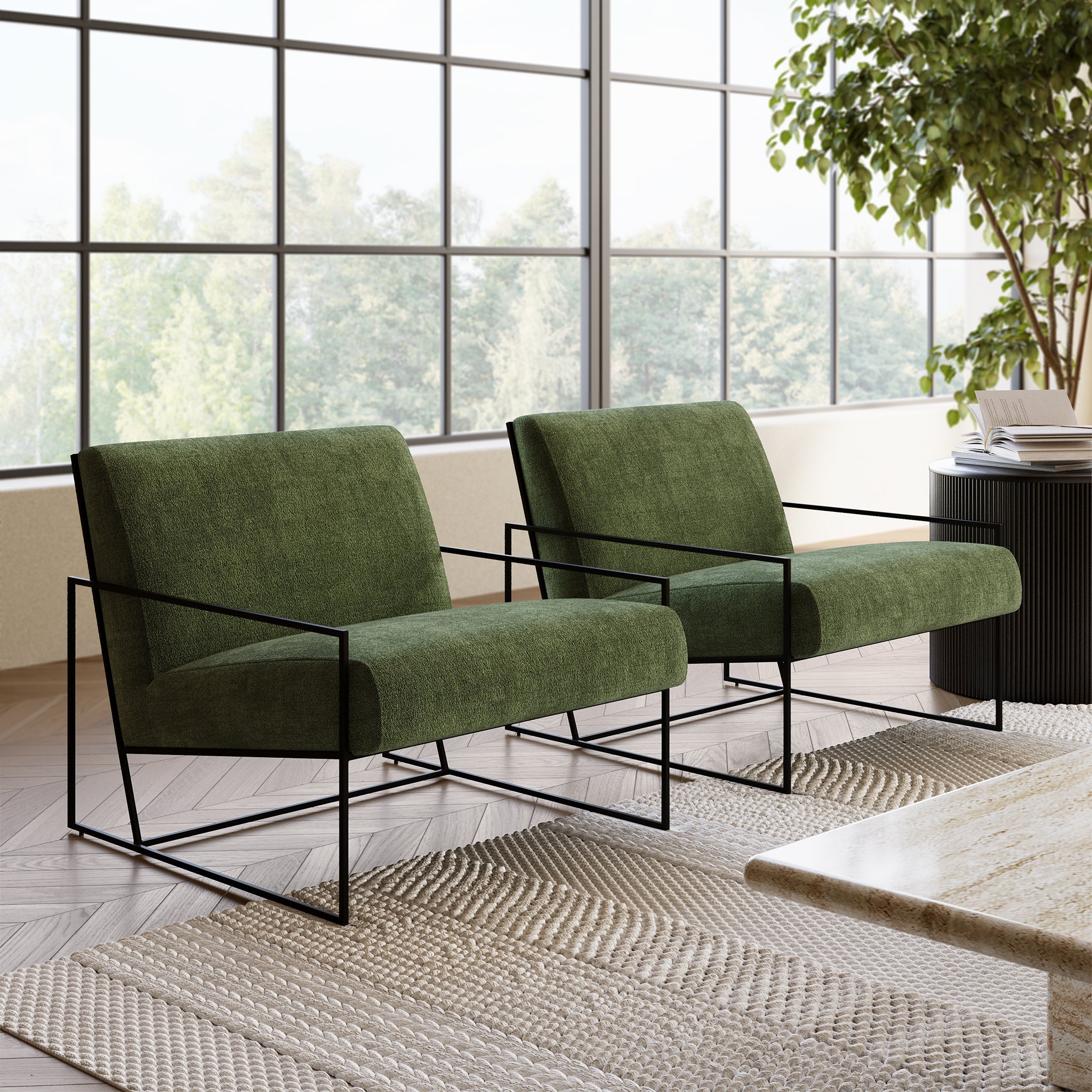 Fauteuil en tissu | Vert vieilli