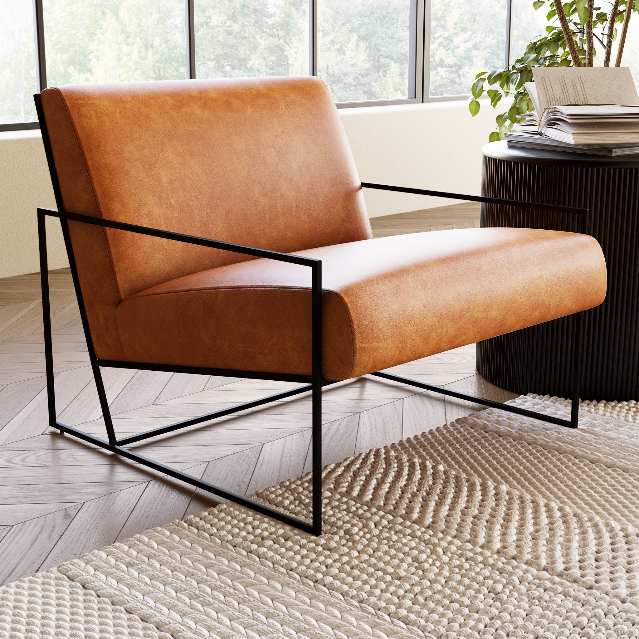 Fauteuil Lounge en Cuir | Cognac Tanné