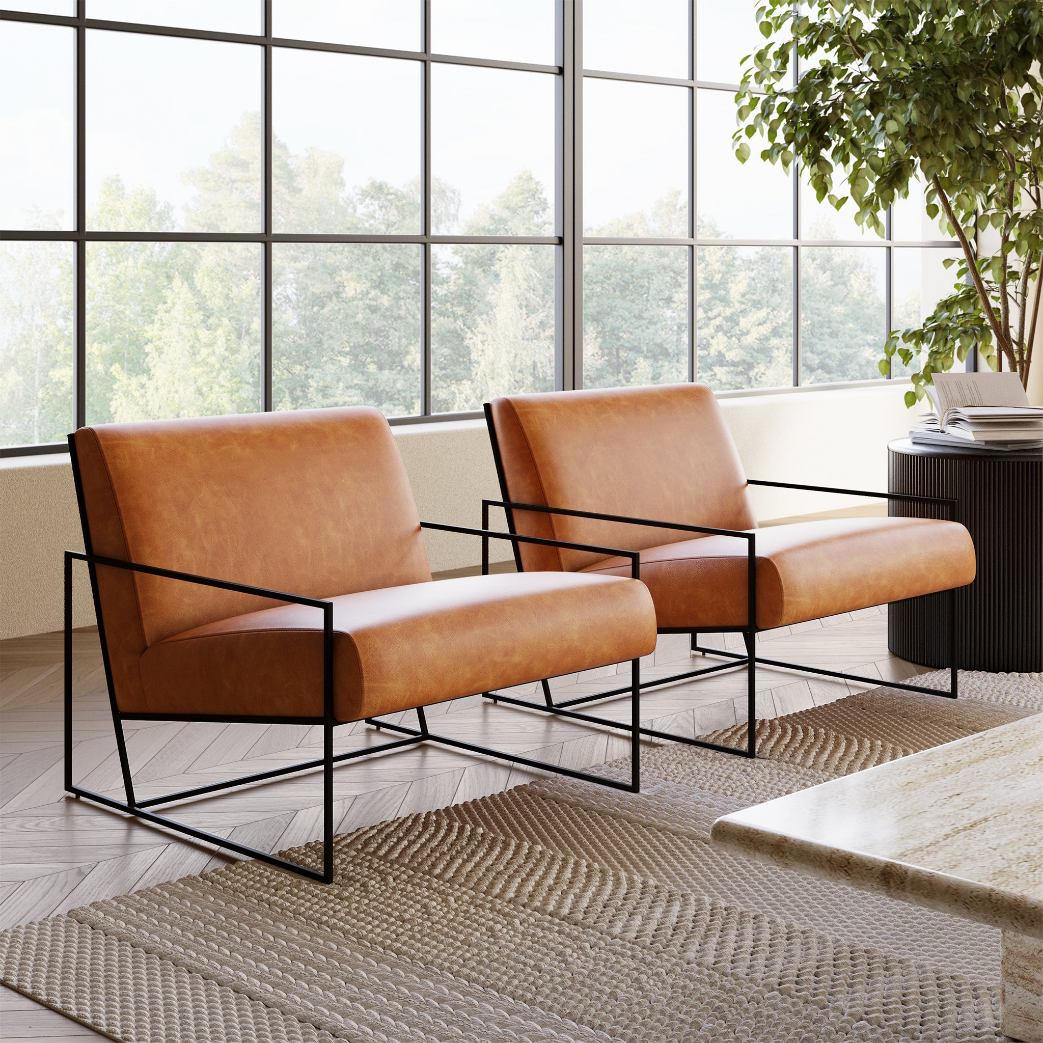 Fauteuil Lounge en Cuir | Cognac Tanné