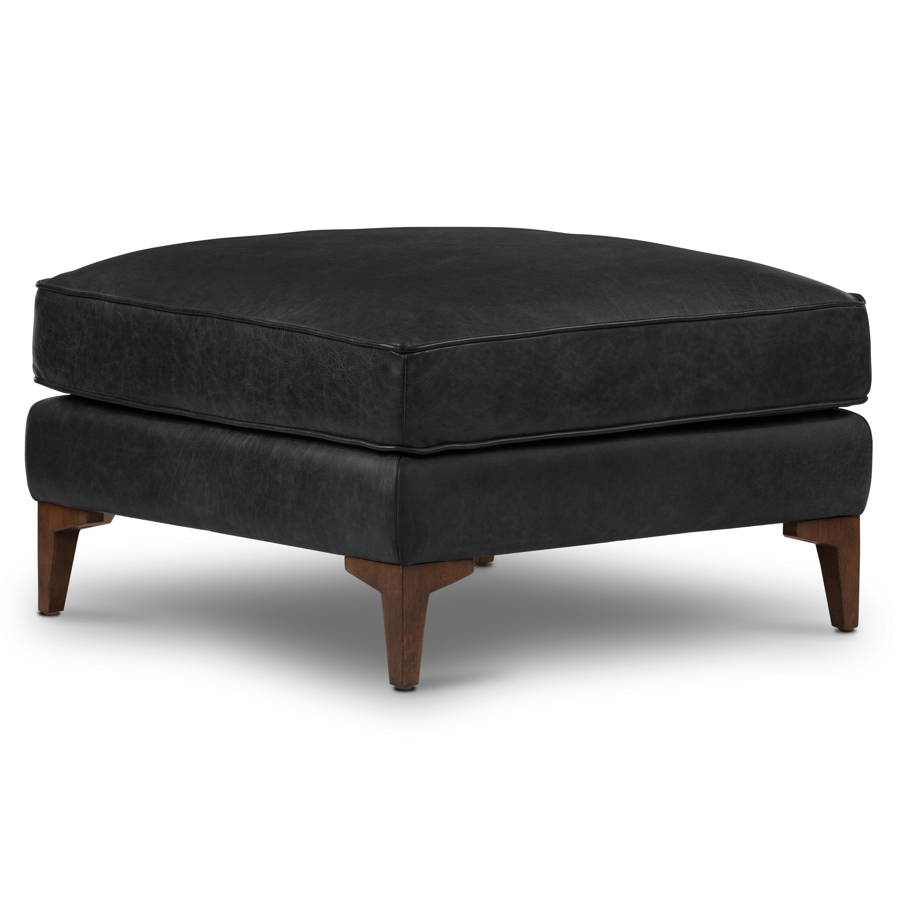 Ottoman en cuir | Noir onyx