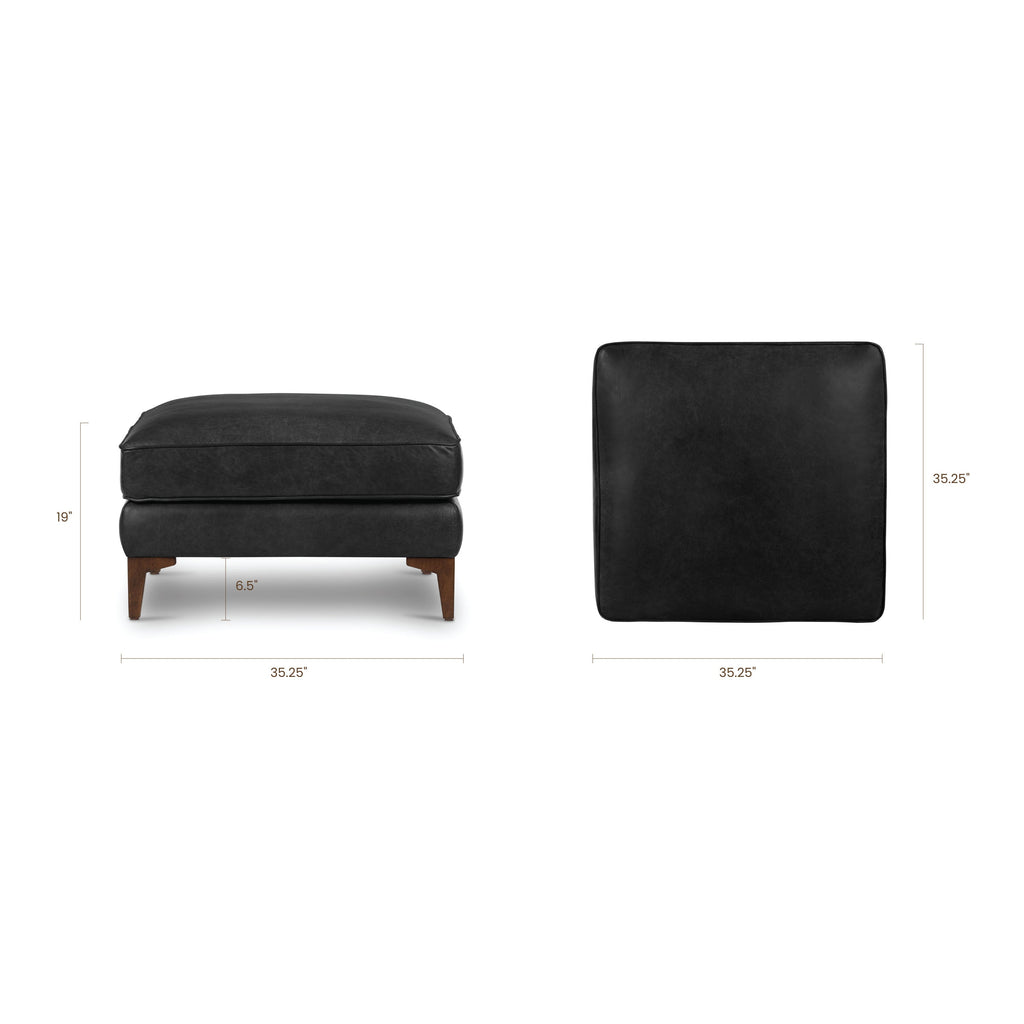 Ottoman en cuir | Noir onyx