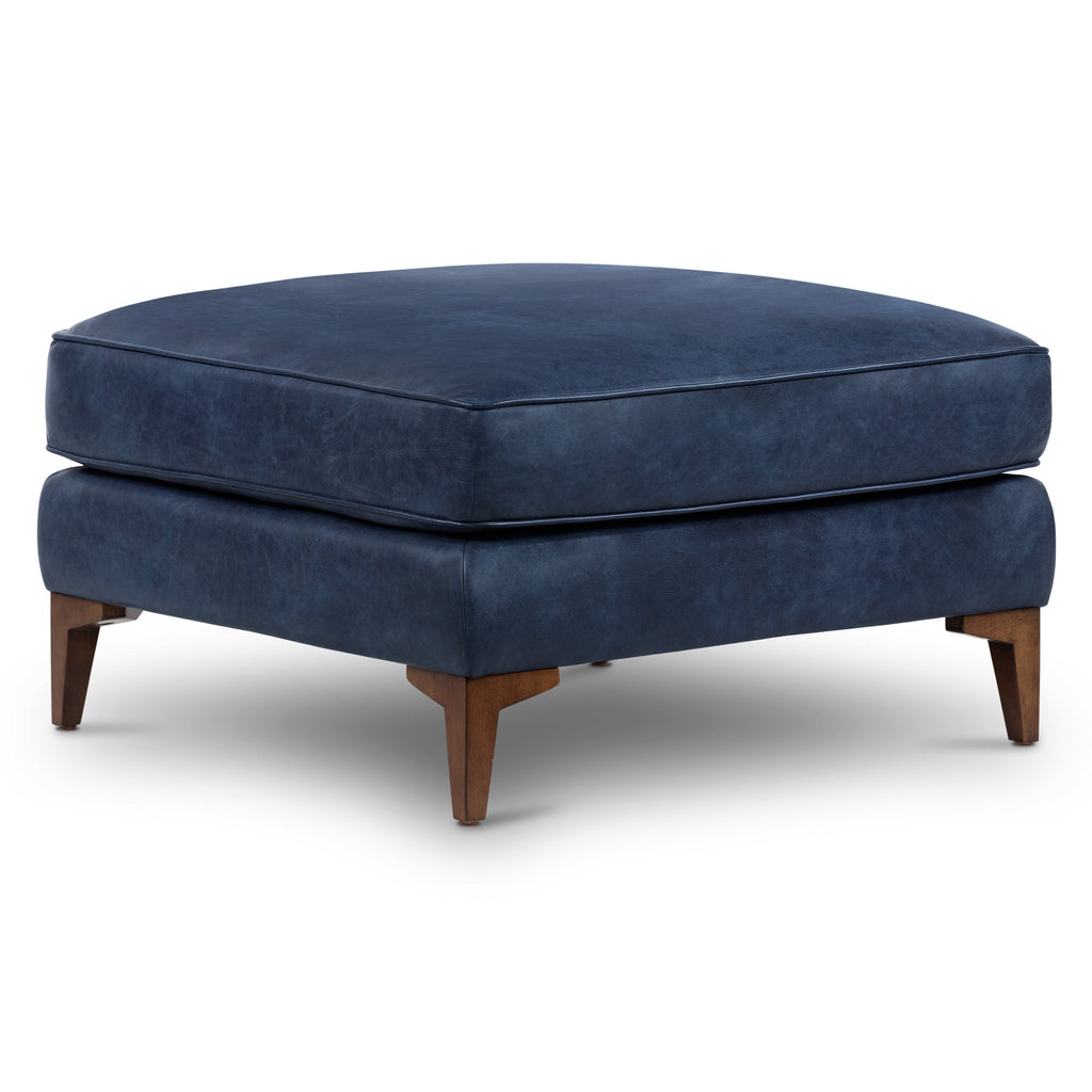 Pouf en cuir | Bleu nuit
