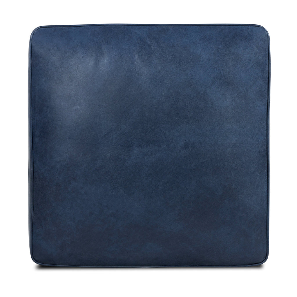 Pouf en cuir | Bleu nuit