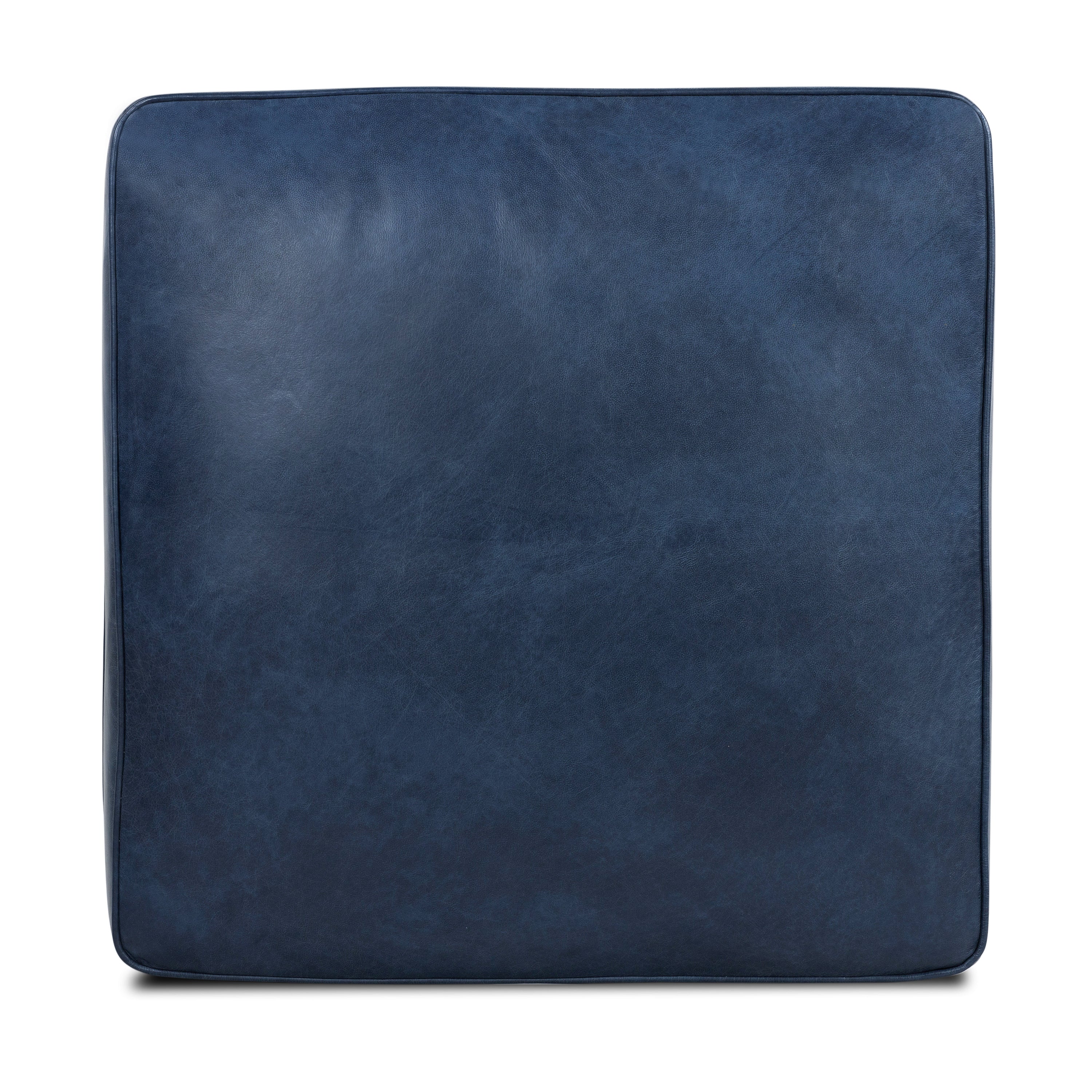 Pouf en cuir | Bleu nuit