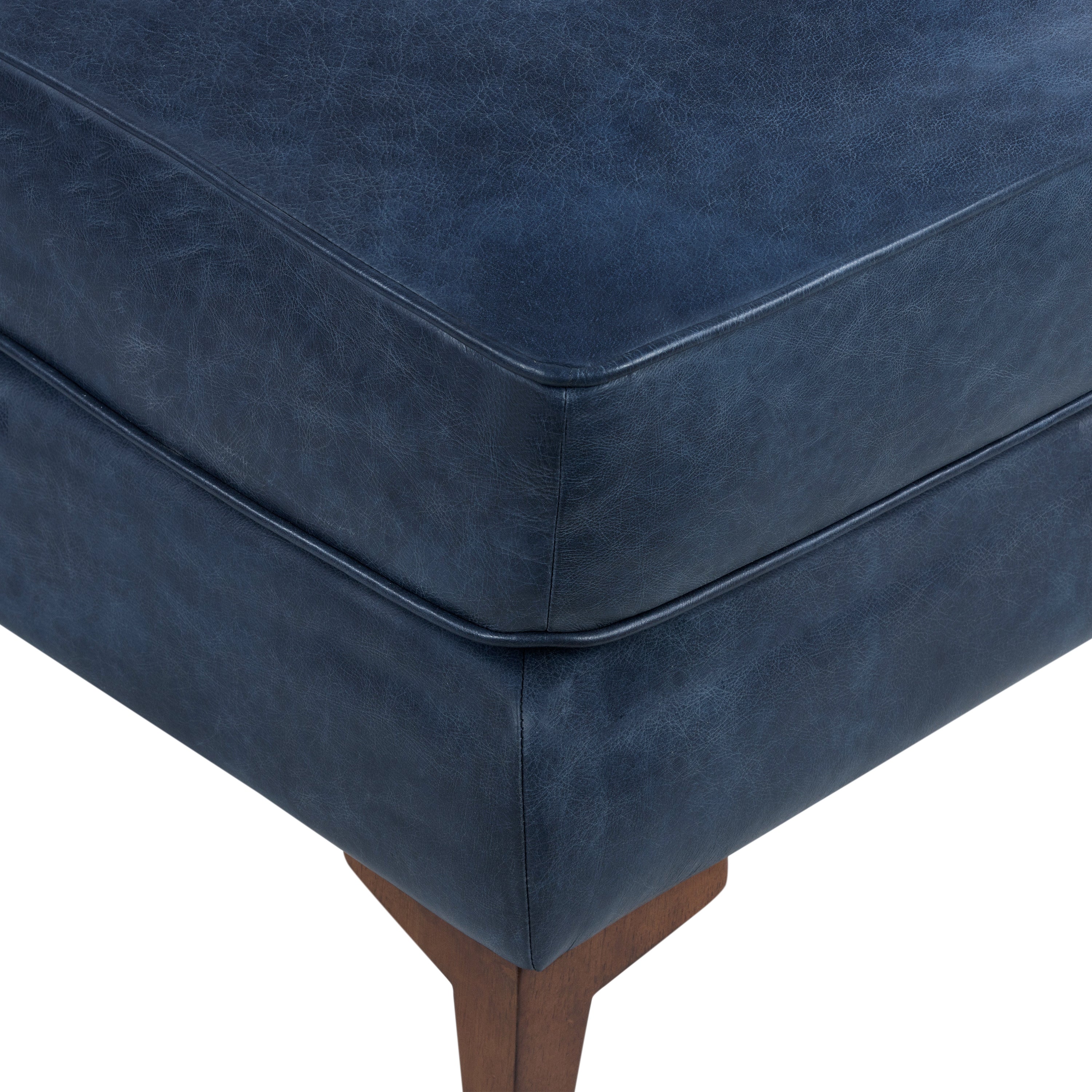Pouf en cuir | Bleu nuit