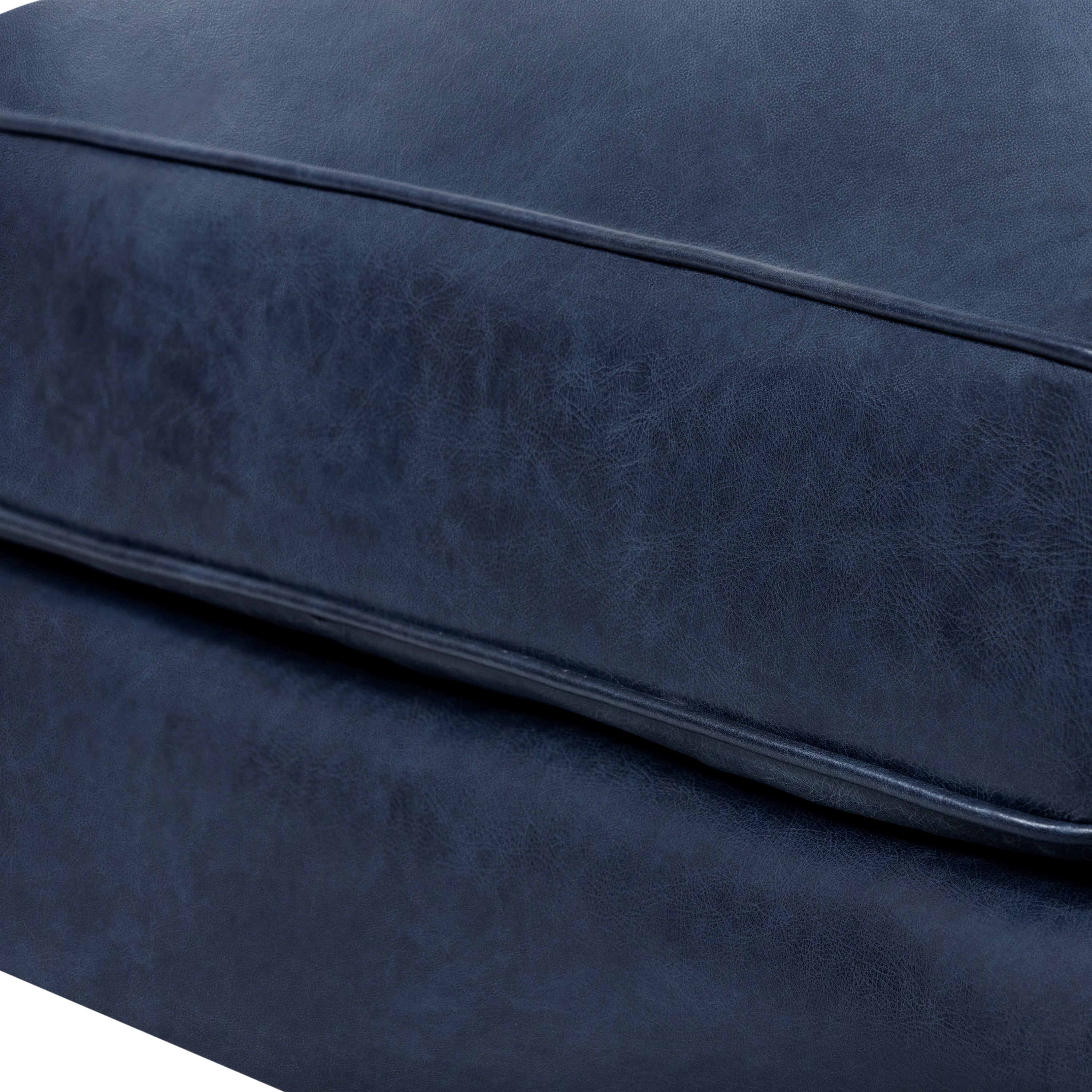 Pouf en cuir | Bleu nuit