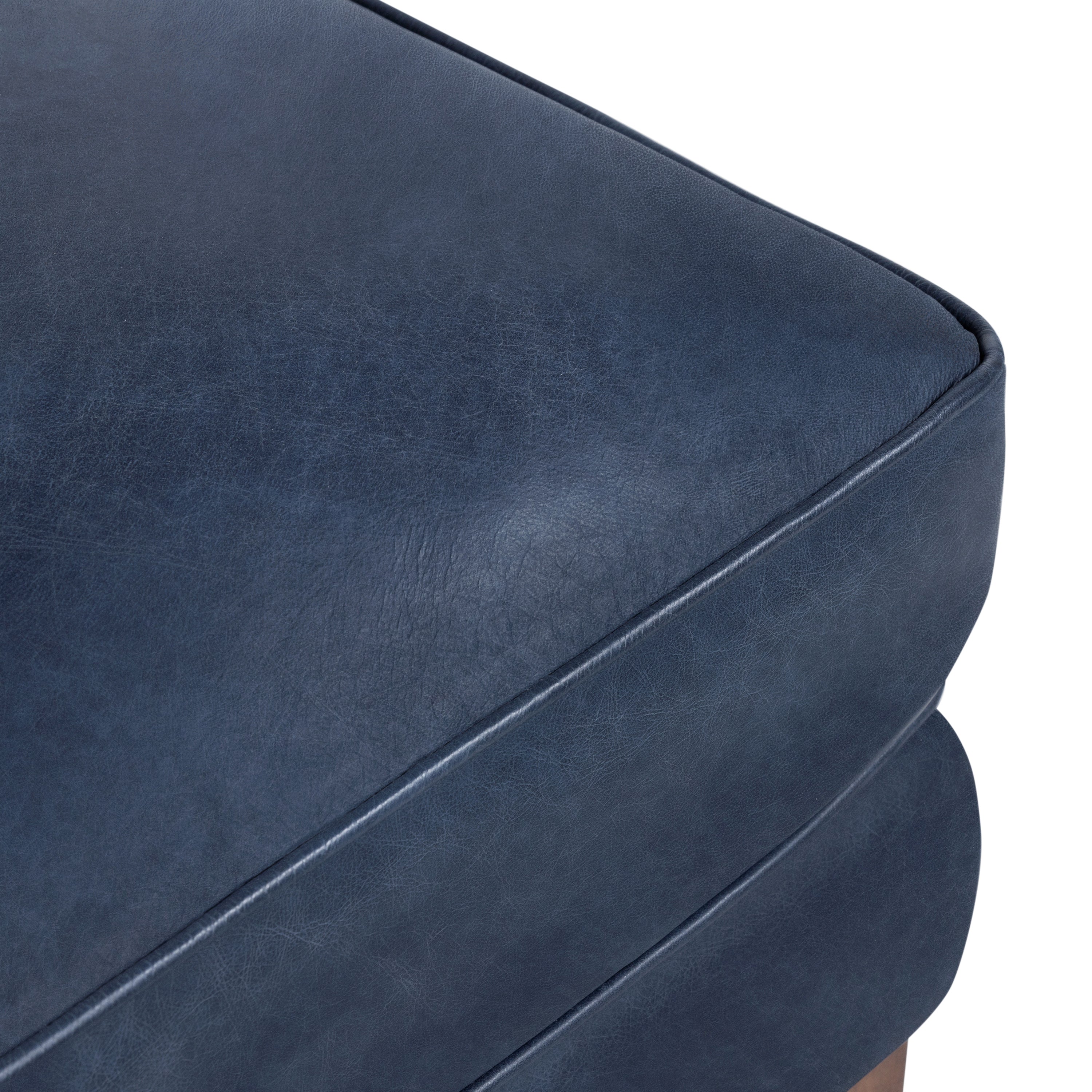 Pouf en cuir | Bleu nuit