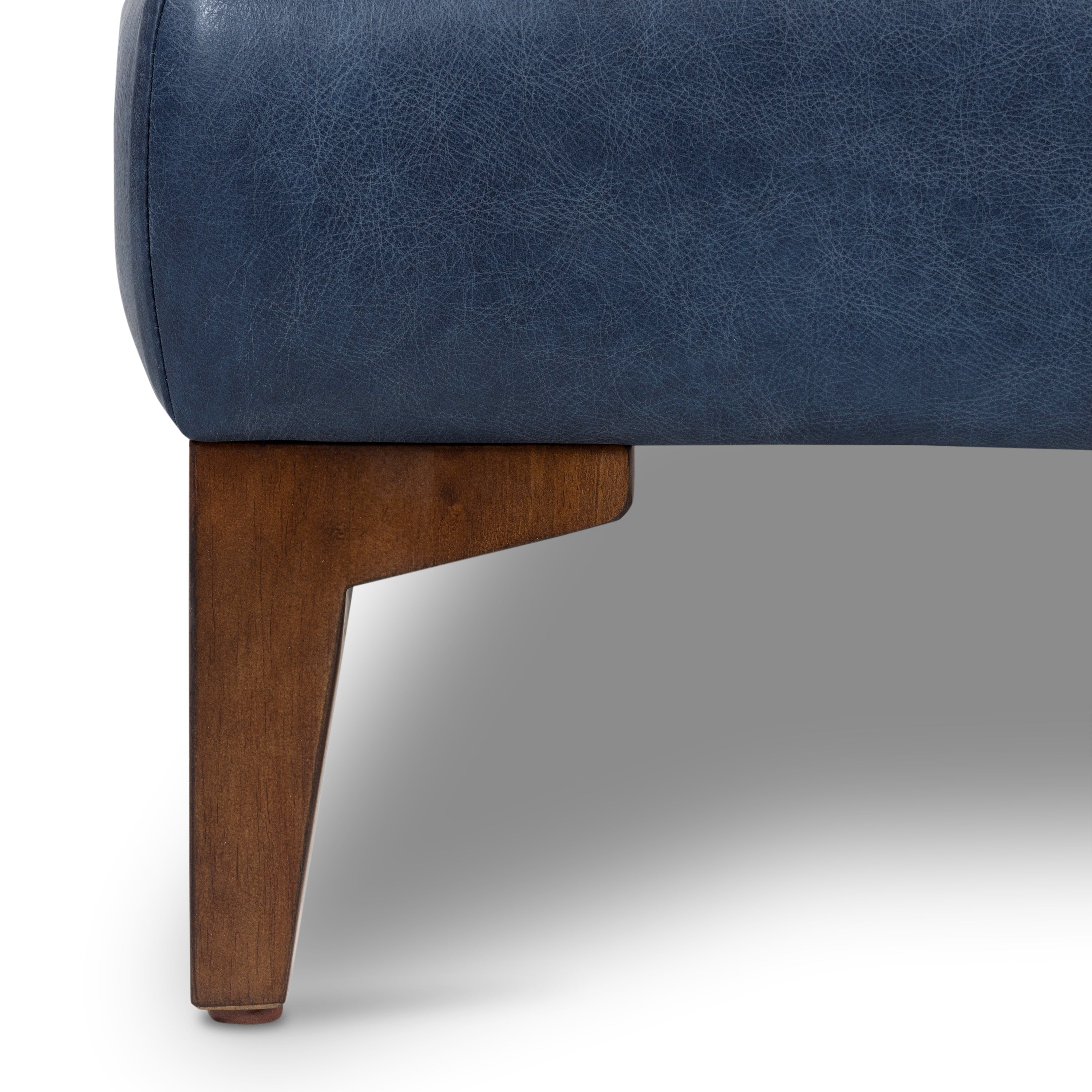 Pouf en cuir | Bleu nuit
