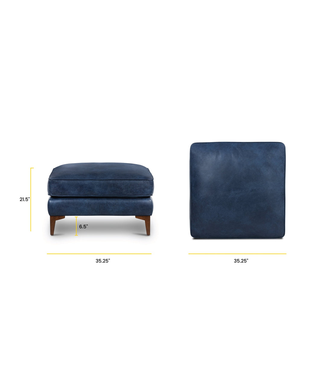 Pouf en cuir | Bleu nuit