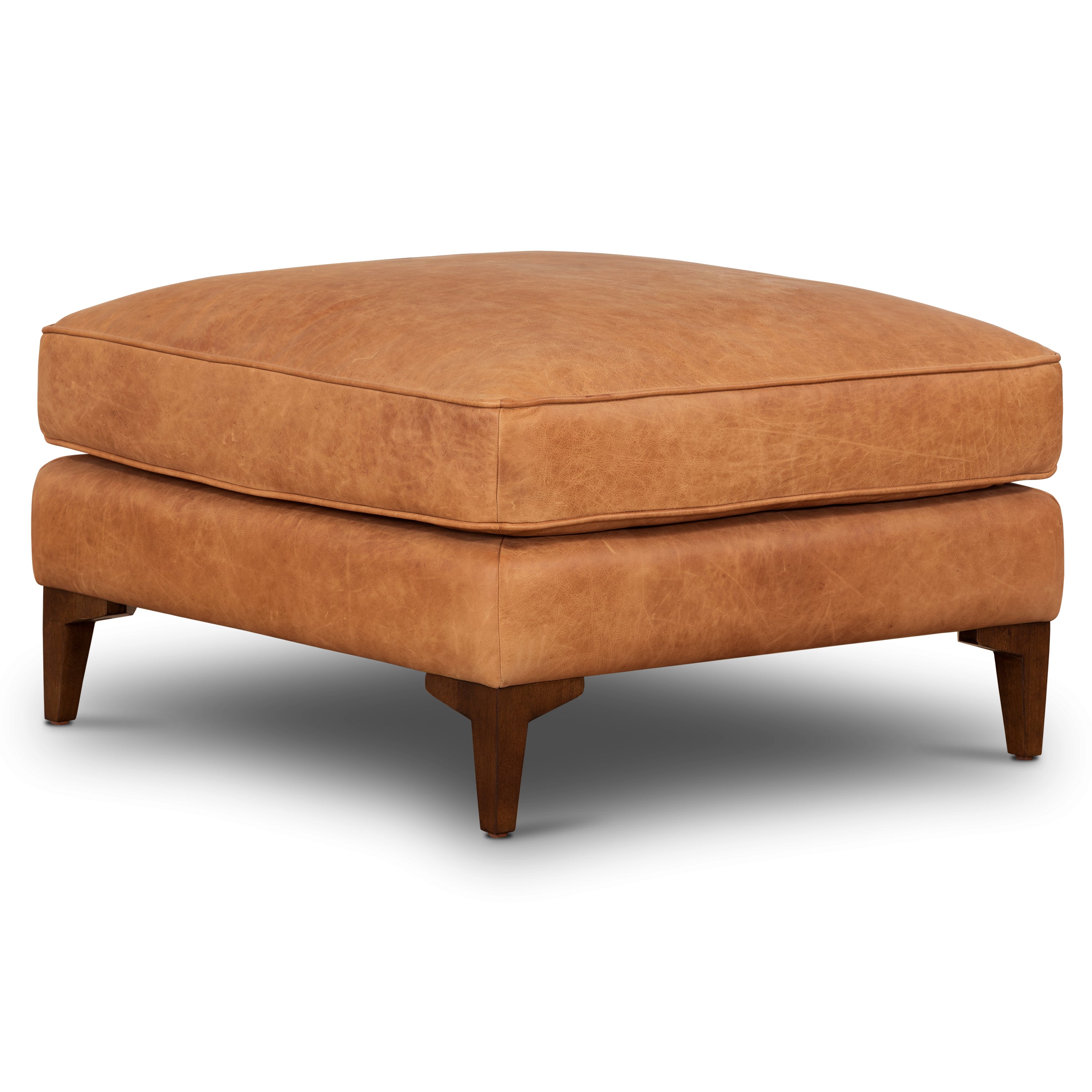 Pouf en cuir | Cognac
