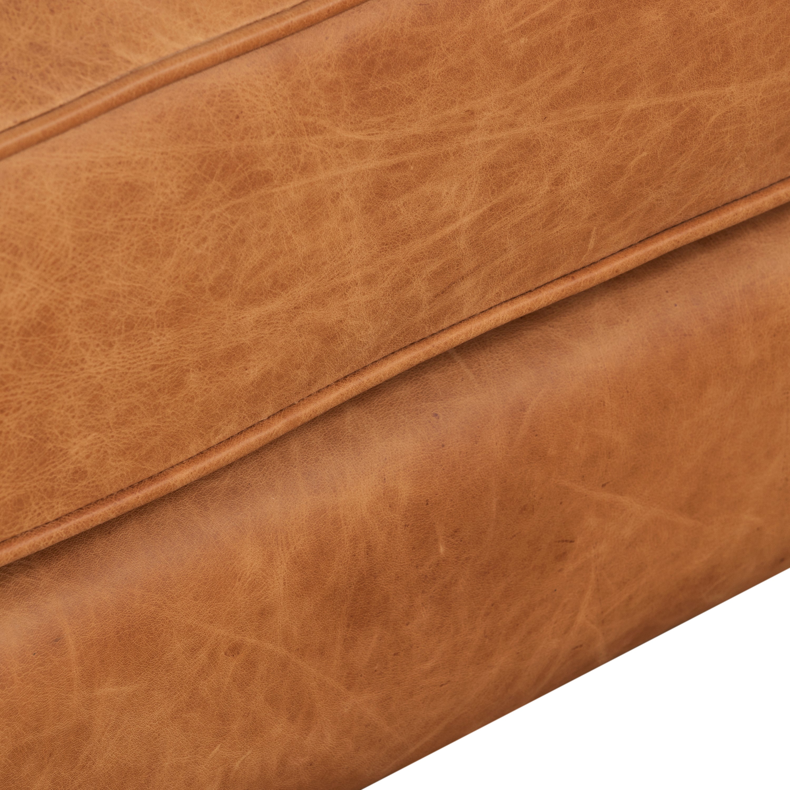 Pouf en cuir | Cognac