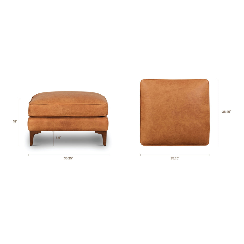 Pouf en cuir | Cognac