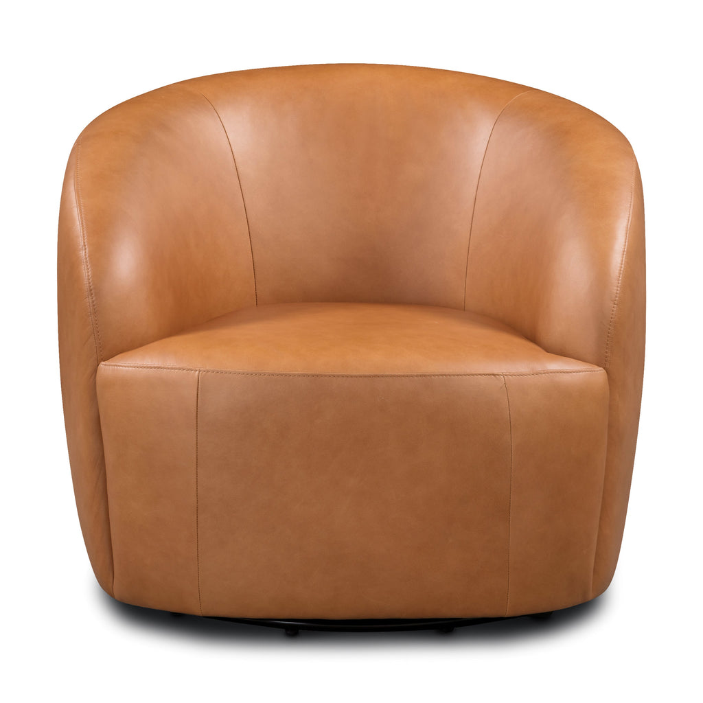 Fauteuil pivotant en cuir | Cognac
