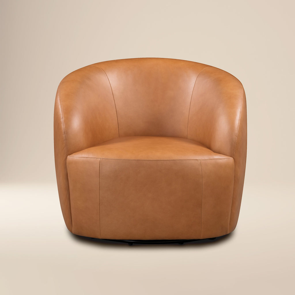 Fauteuil pivotant en cuir | Cognac