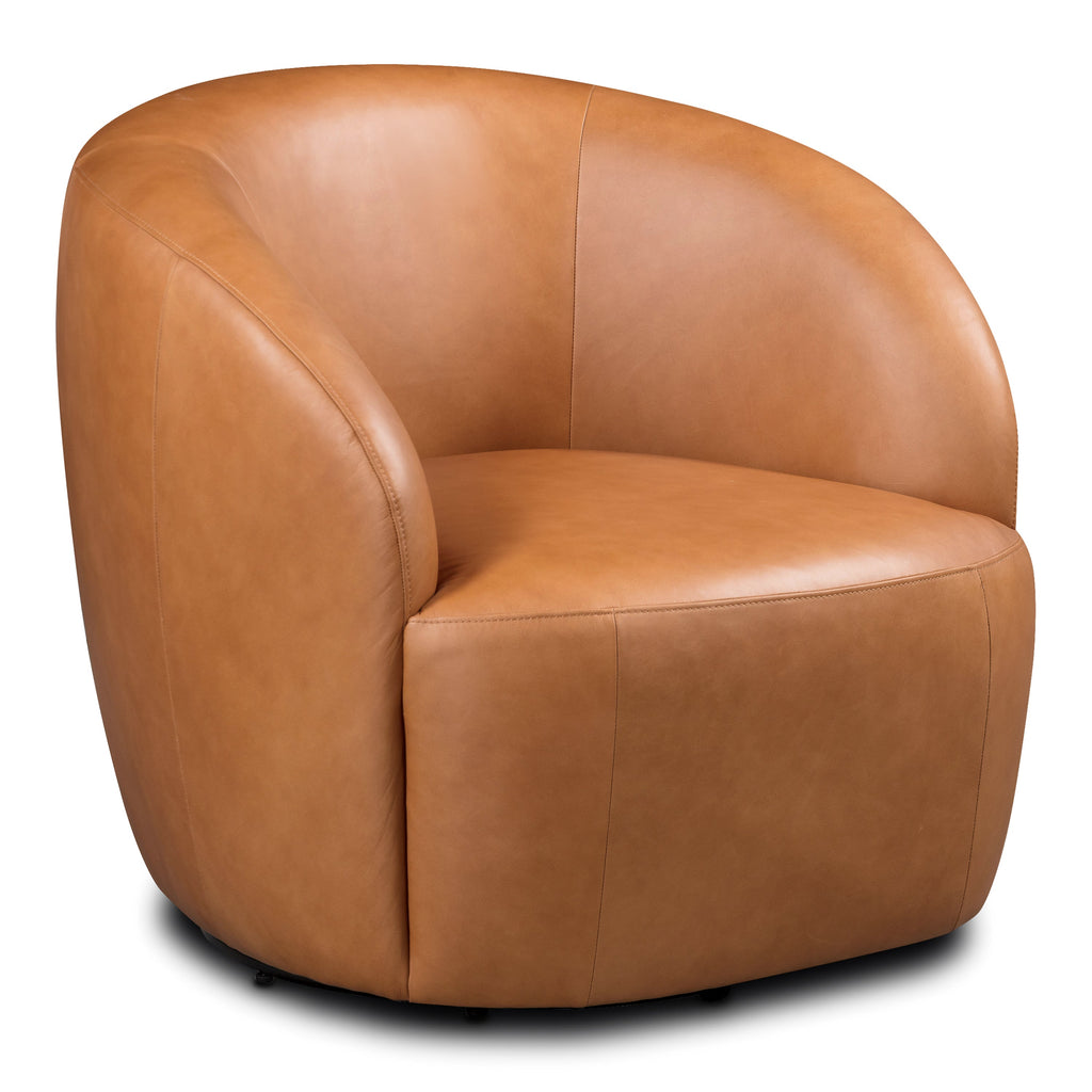 Fauteuil pivotant en cuir | Cognac