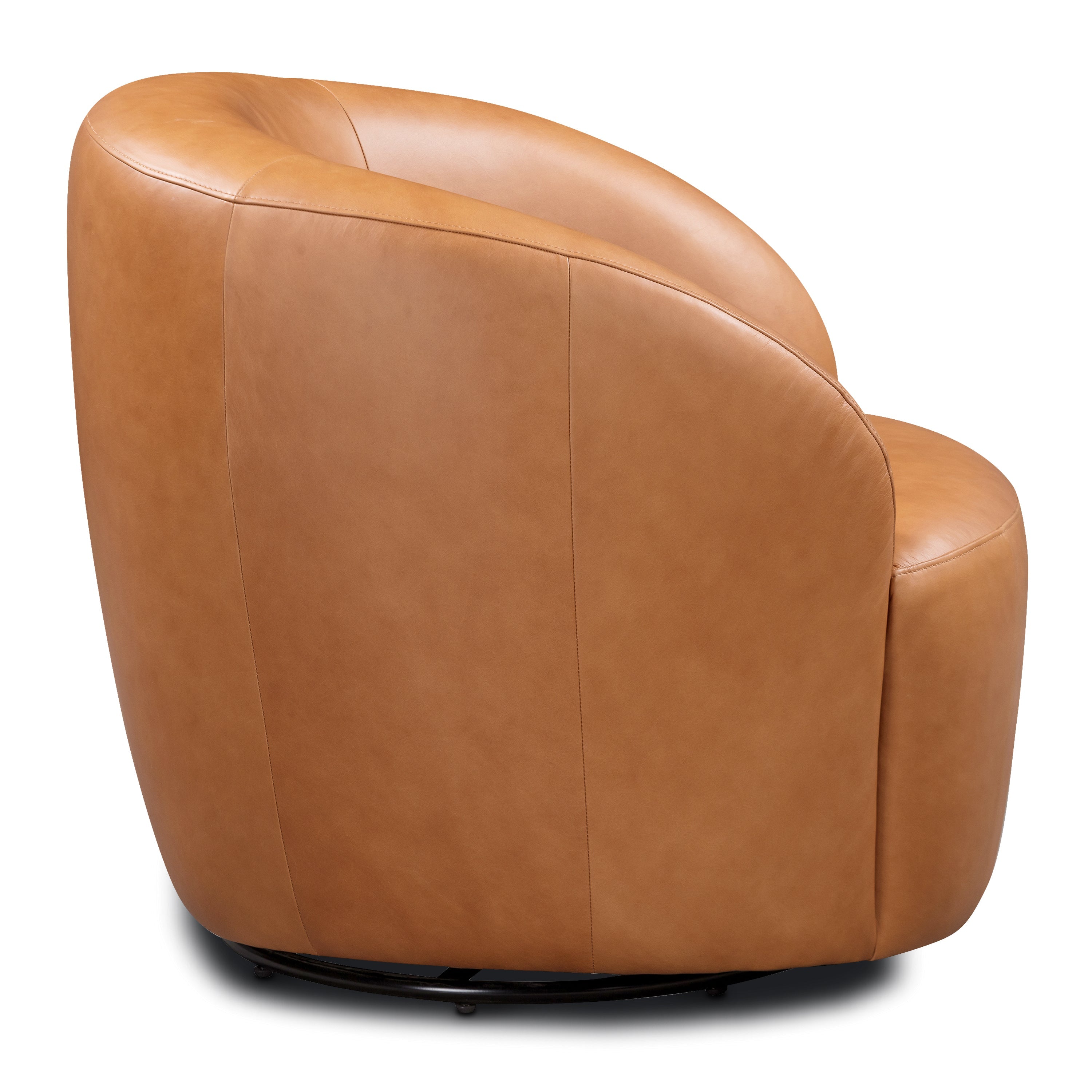 Fauteuil pivotant en cuir | Cognac