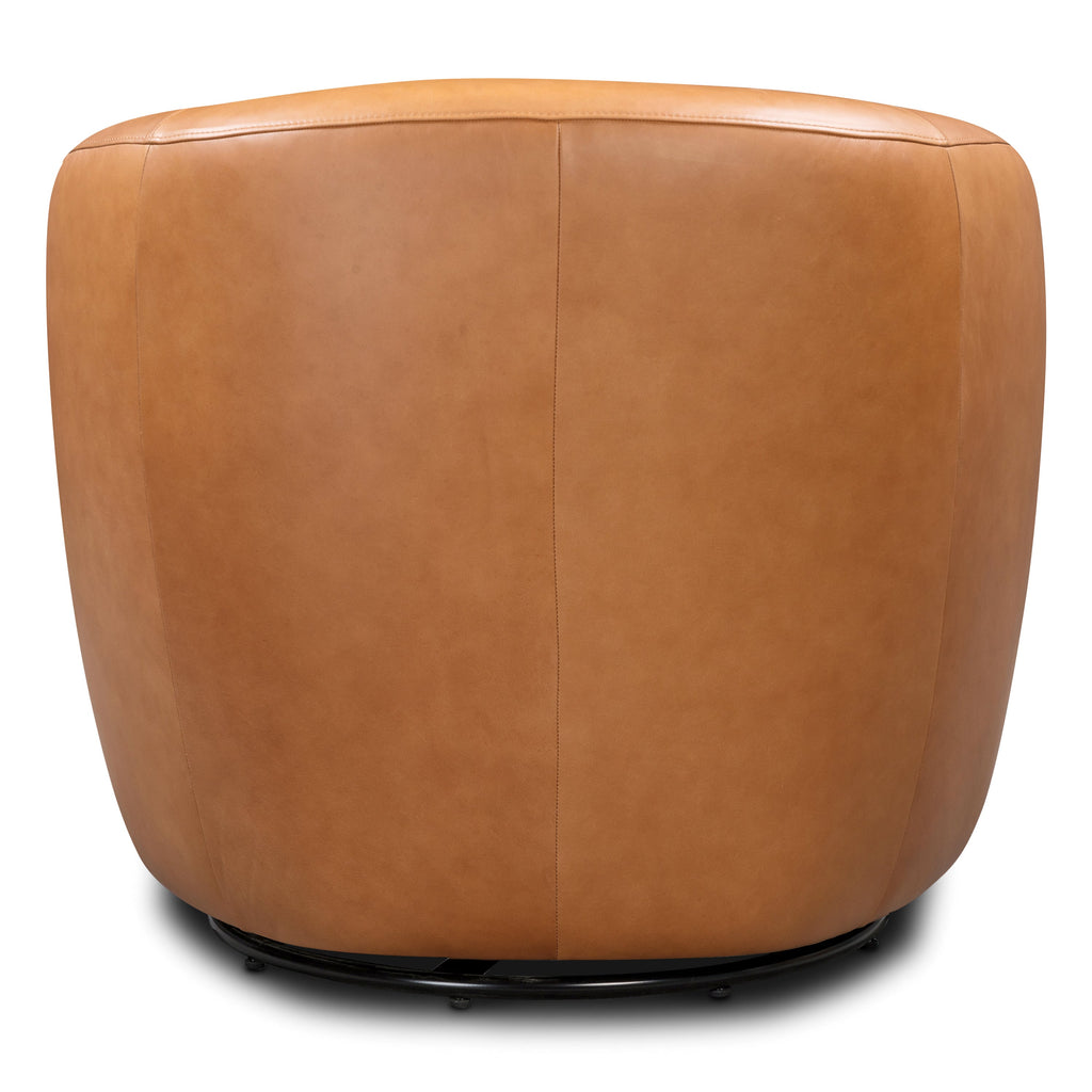 Fauteuil pivotant en cuir | Cognac