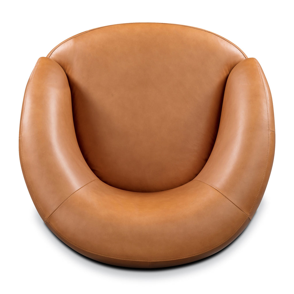 Fauteuil pivotant en cuir | Cognac