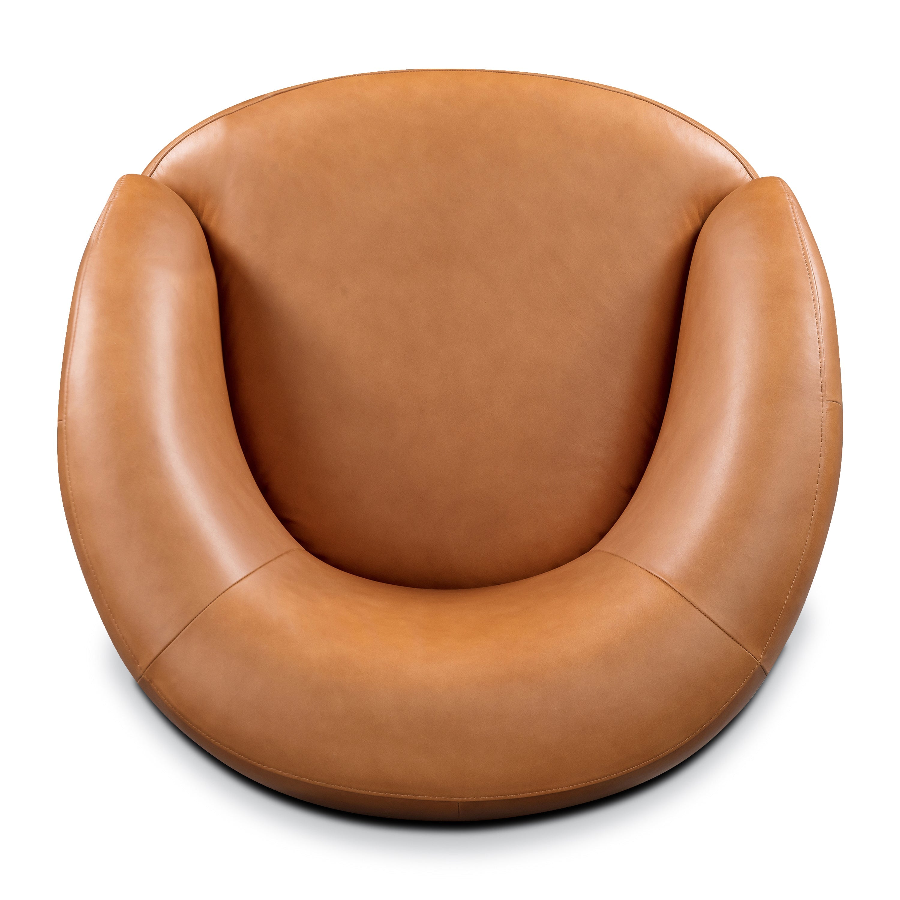 Fauteuil pivotant en cuir | Cognac