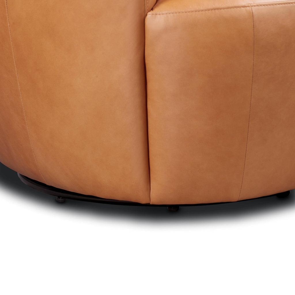 Fauteuil pivotant en cuir | Cognac