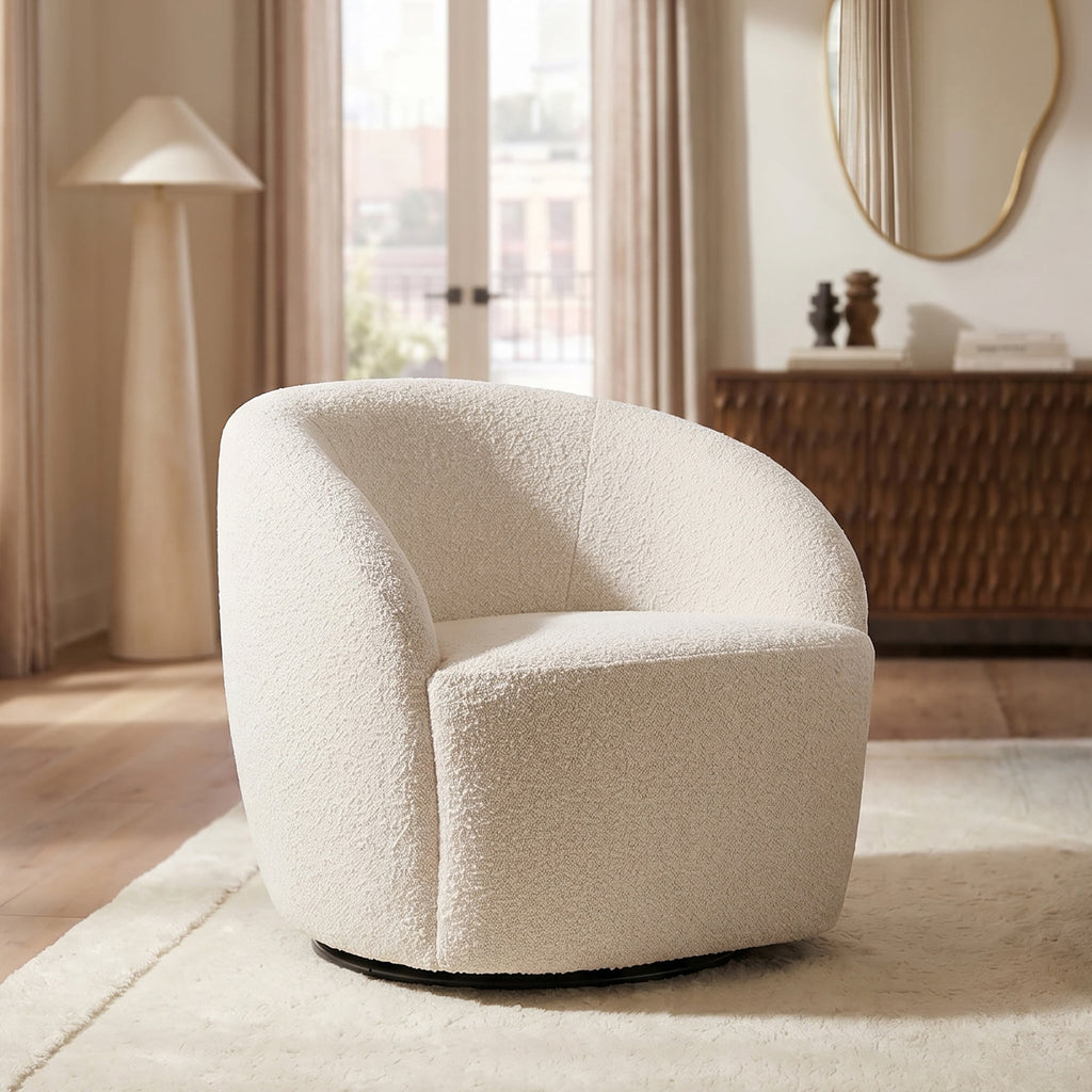 Fauteuil Pivotant | Boucle Blanc Crème