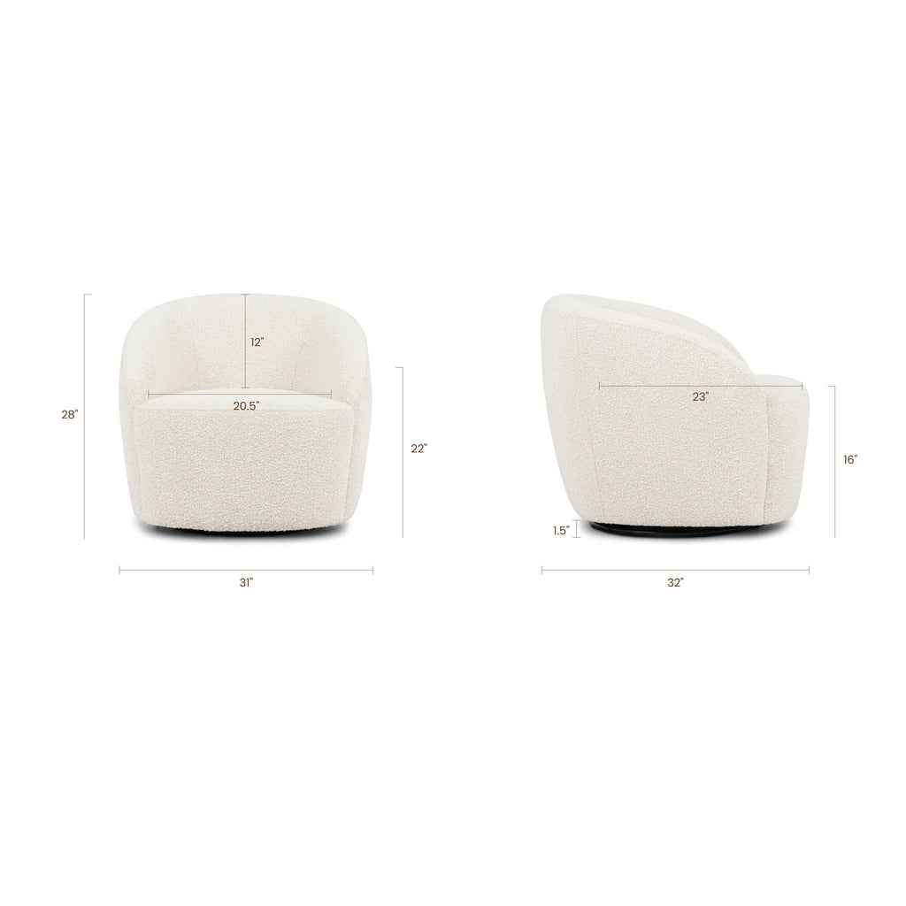 Fauteuil Pivotant | Boucle Blanc Crème
