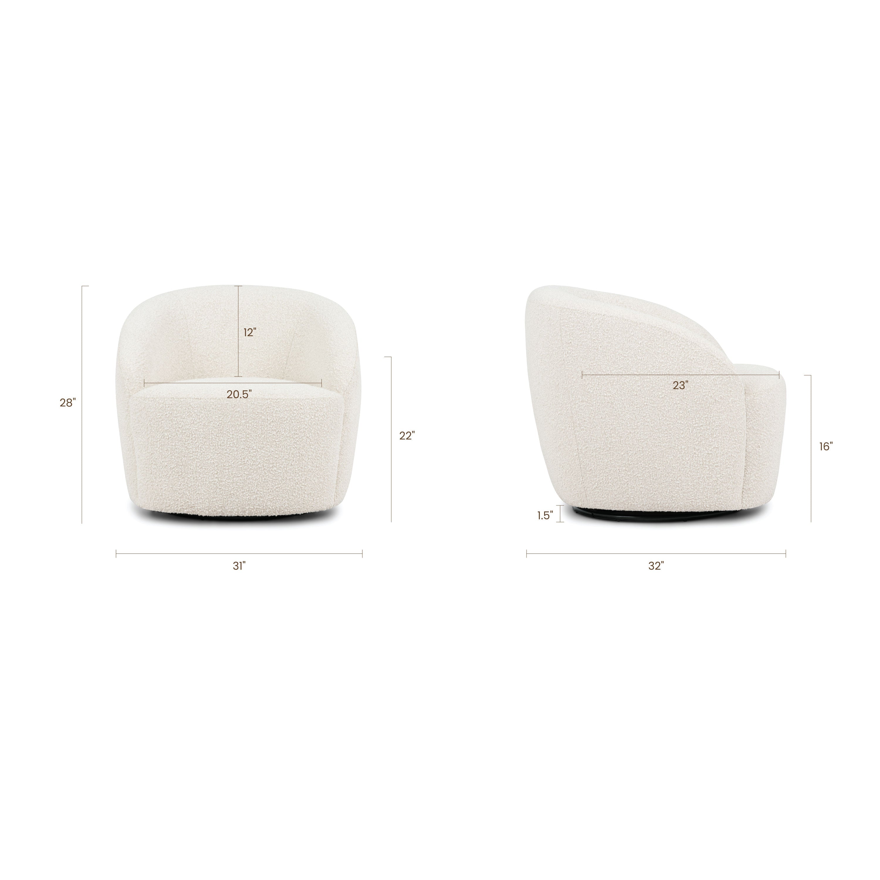 Fauteuil Pivotant | Boucle Blanc Crème