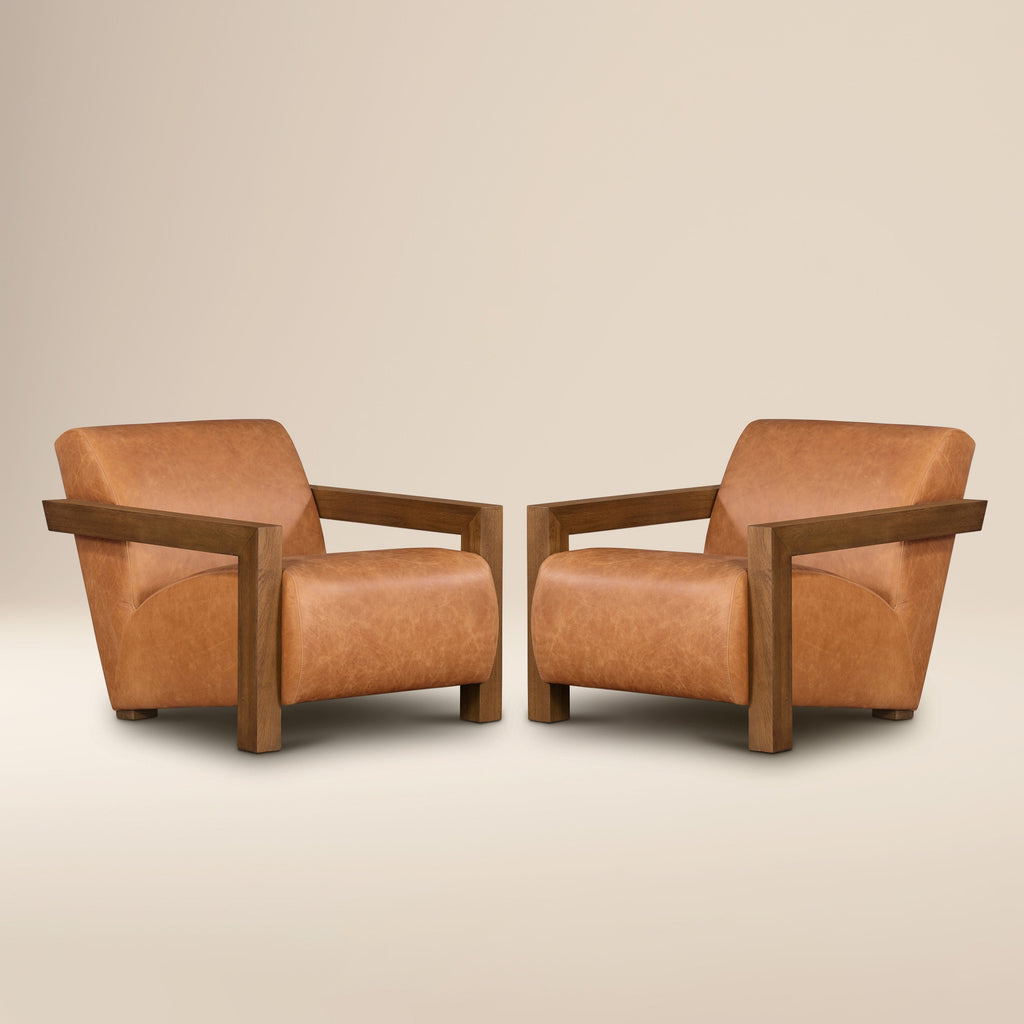 Fauteuil en cuir | Tan cognac