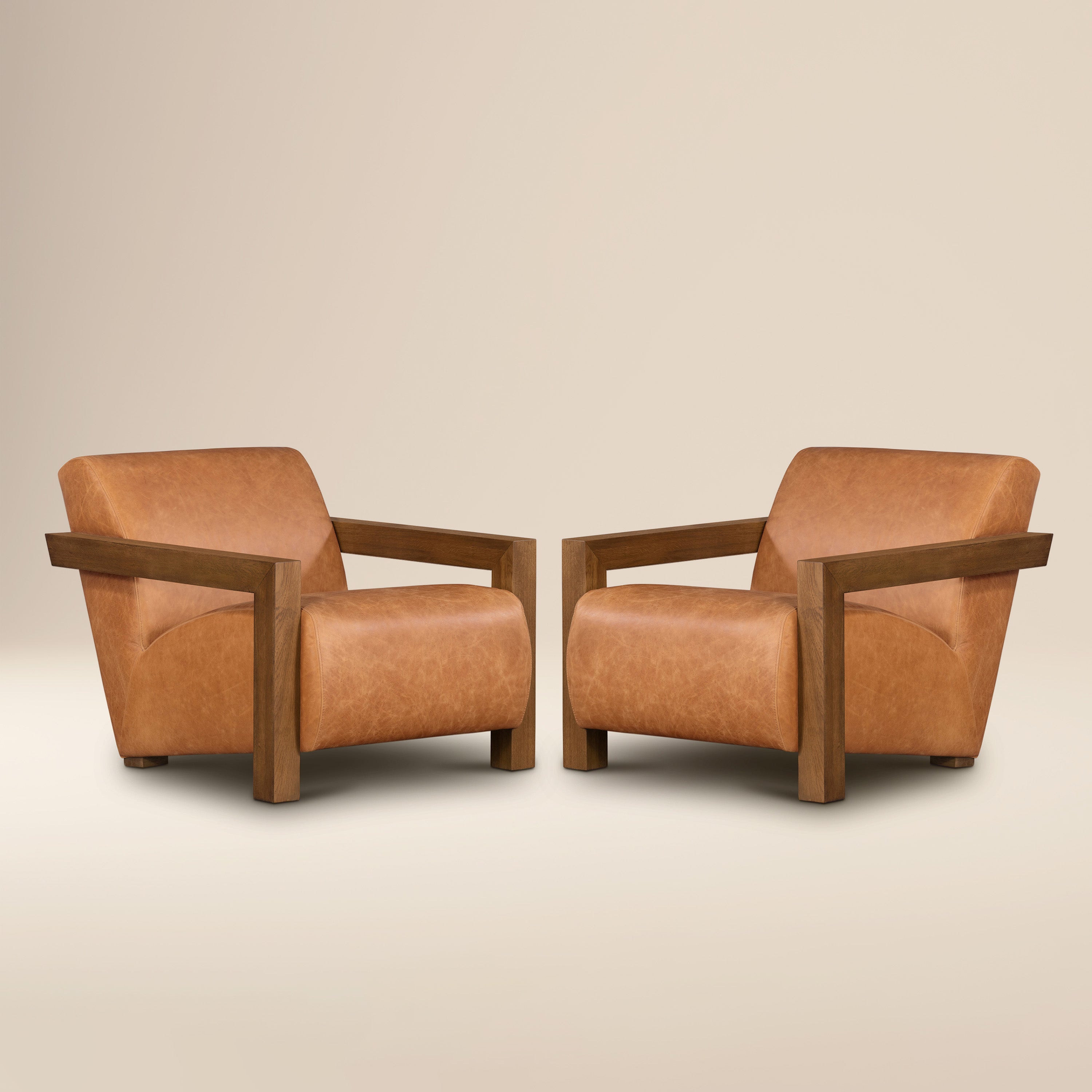 Fauteuil en cuir | Tan cognac
