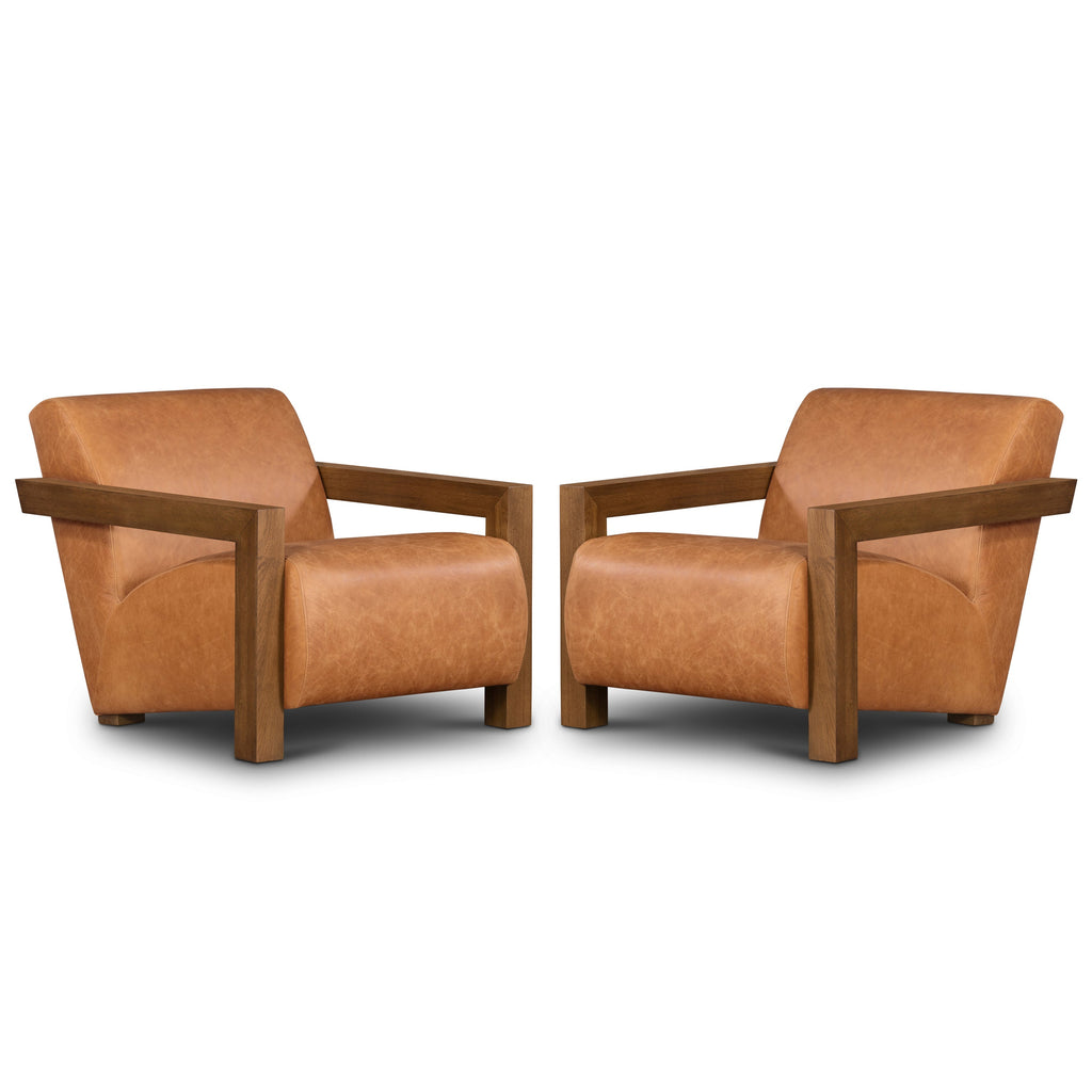 Fauteuil en cuir | Tan cognac