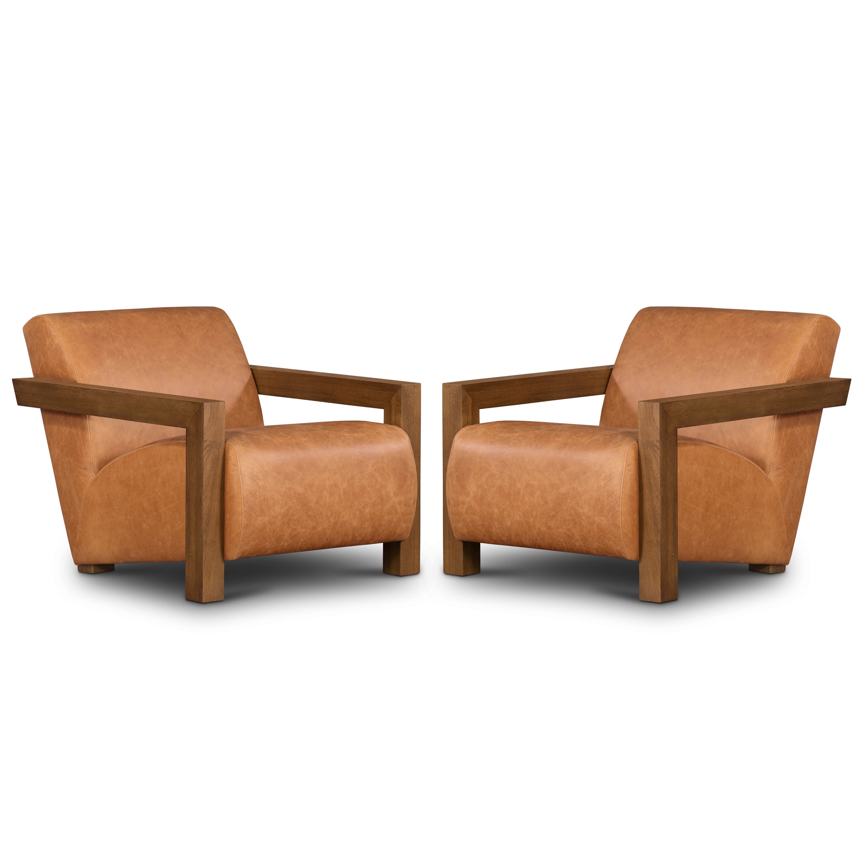 Fauteuil en cuir | Tan cognac
