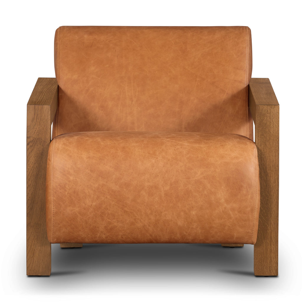 Fauteuil en cuir | Tan cognac