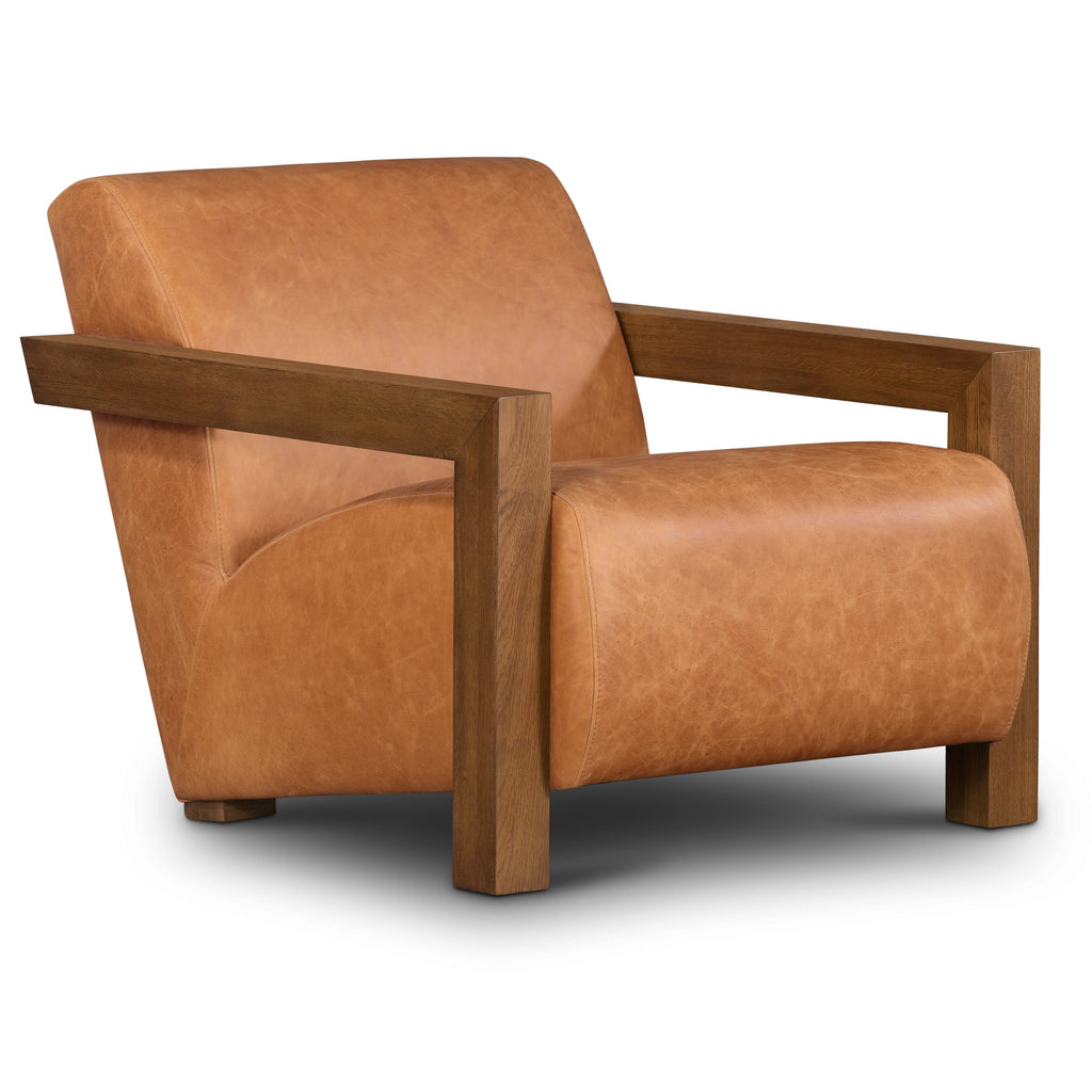 Fauteuil en cuir | Tan cognac