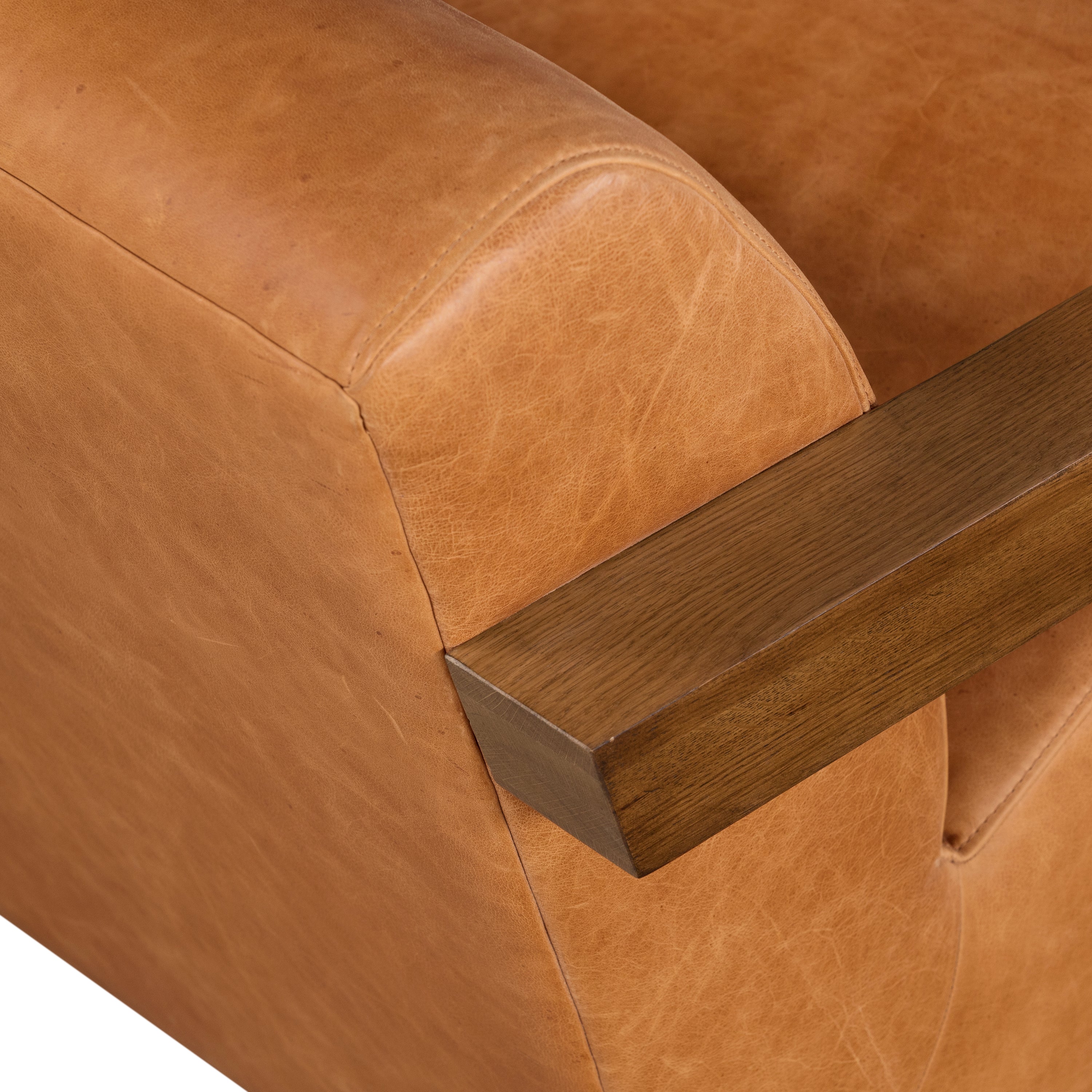 Fauteuil de salon en cuir | Cognac
