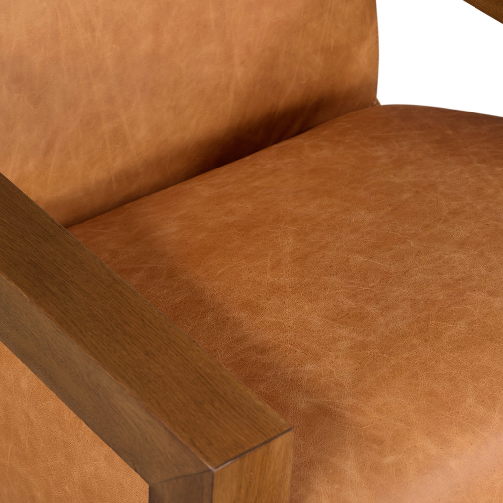 Fauteuil de salon en cuir | Cognac