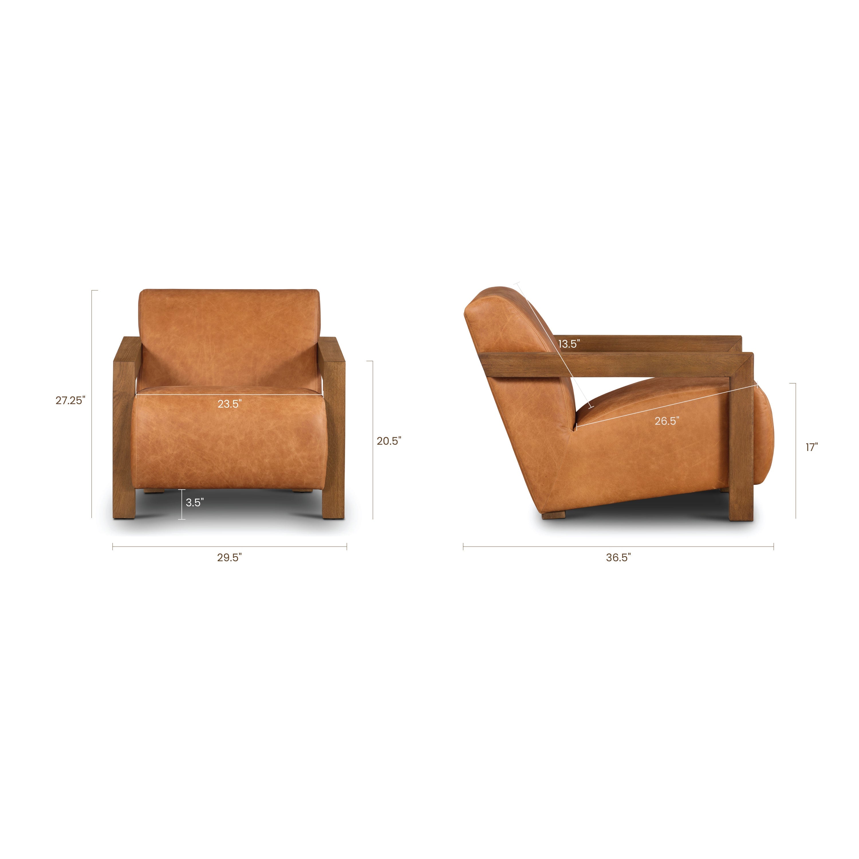 Fauteuil de salon en cuir | Cognac