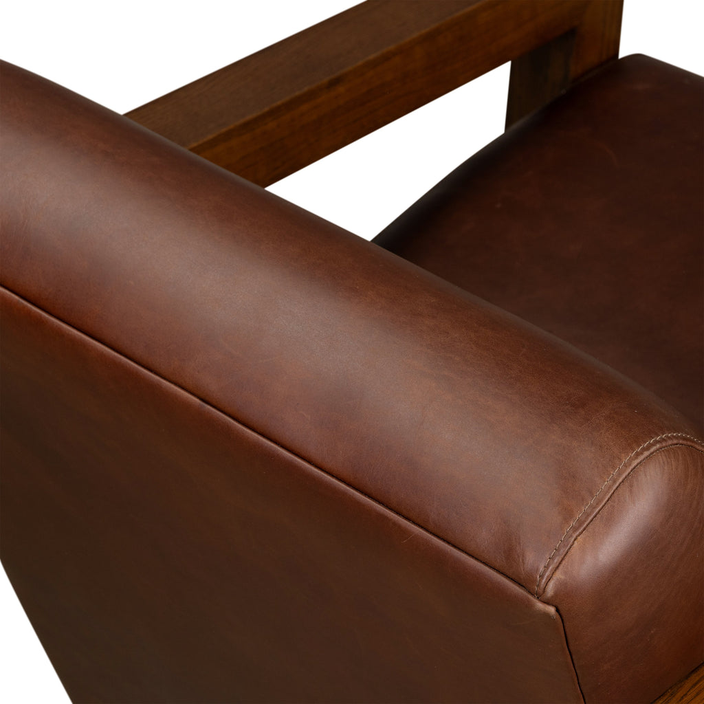 Fauteuil en cuir | Marron Oscuro