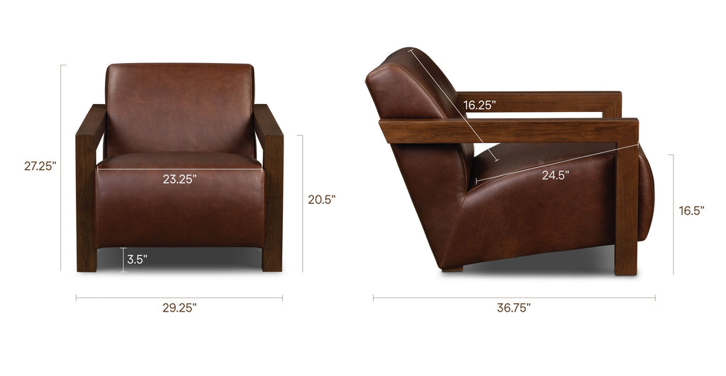 Fauteuil en cuir | Marron Oscuro