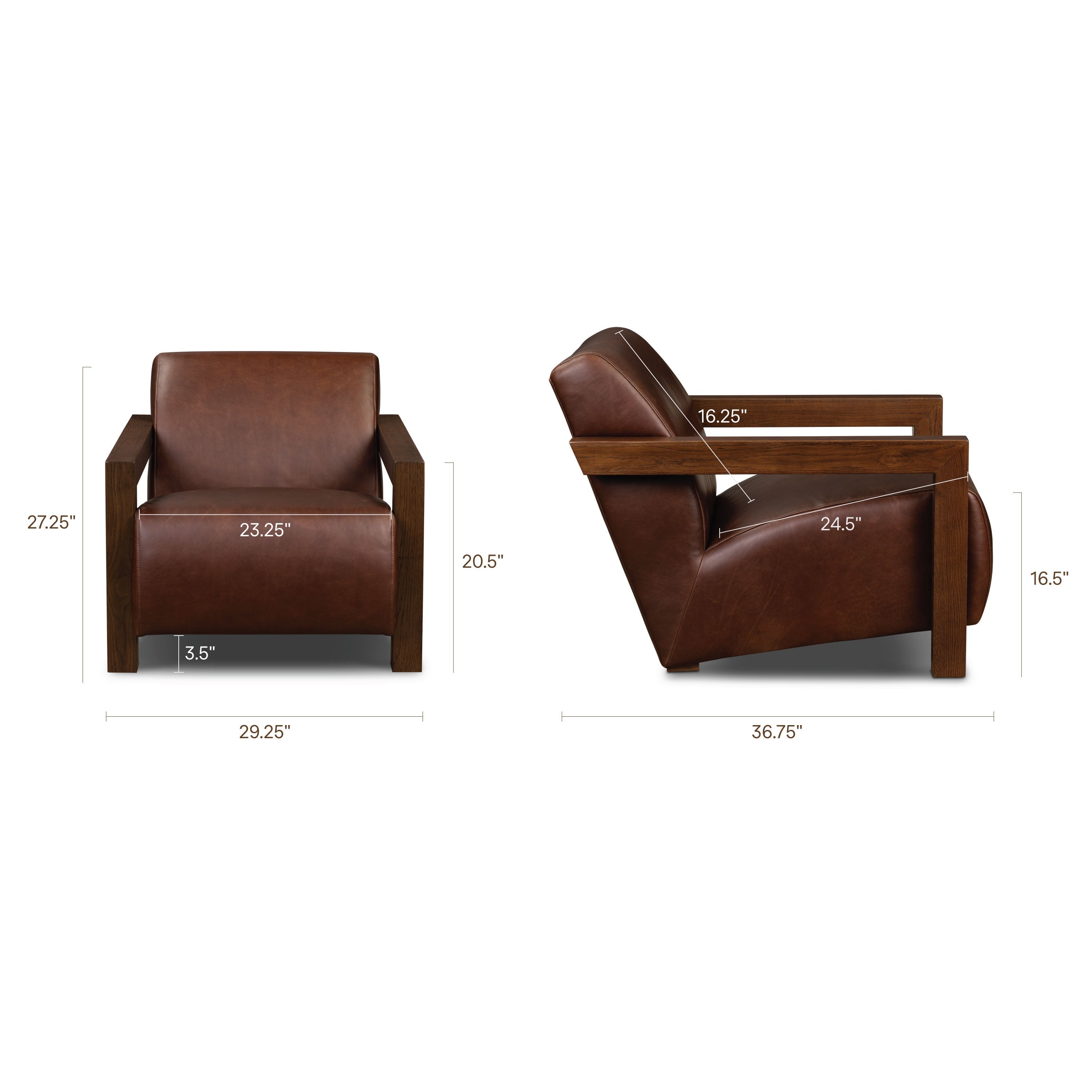 Fauteuil en cuir | Marron Oscuro