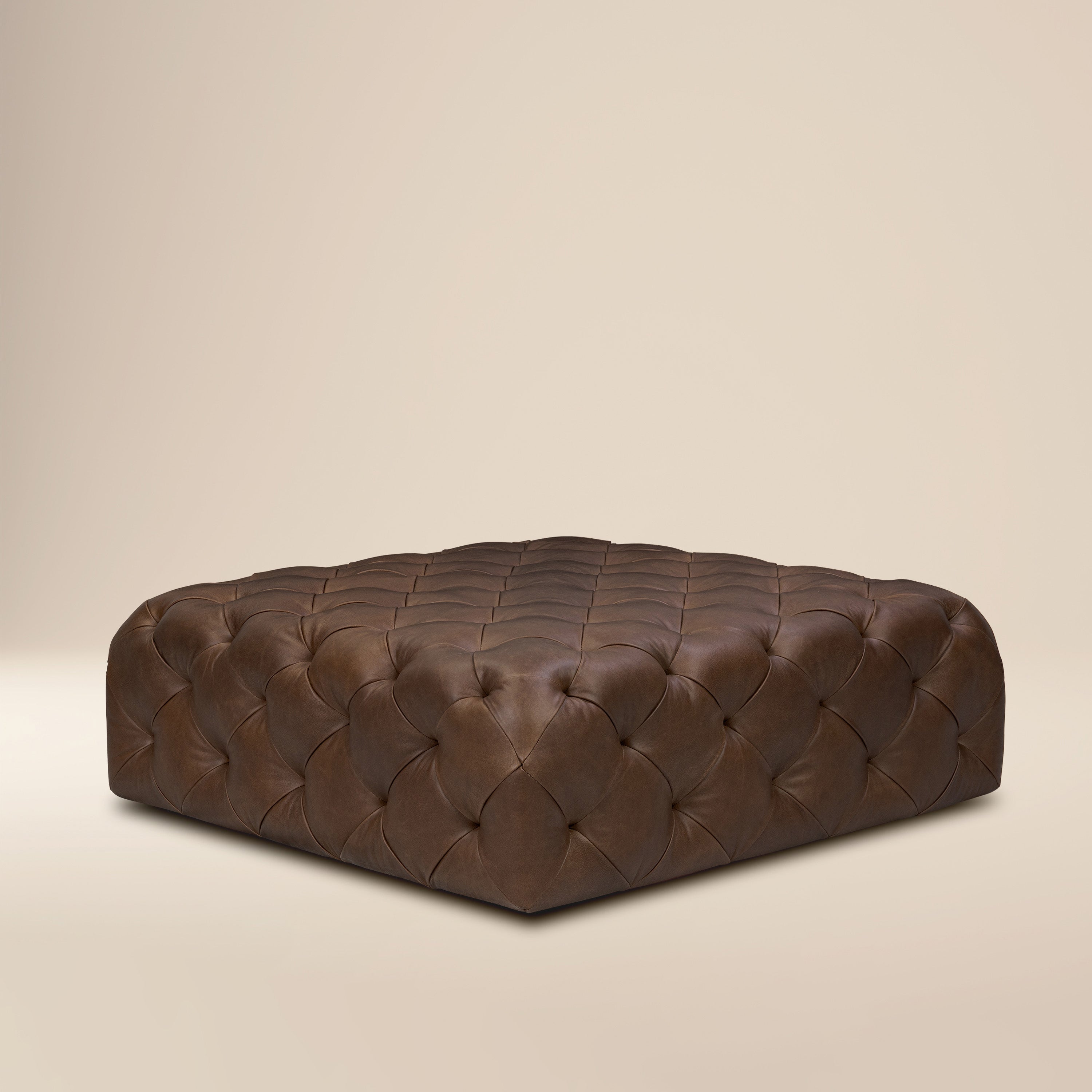 Pouf en cuir | Marron cacao