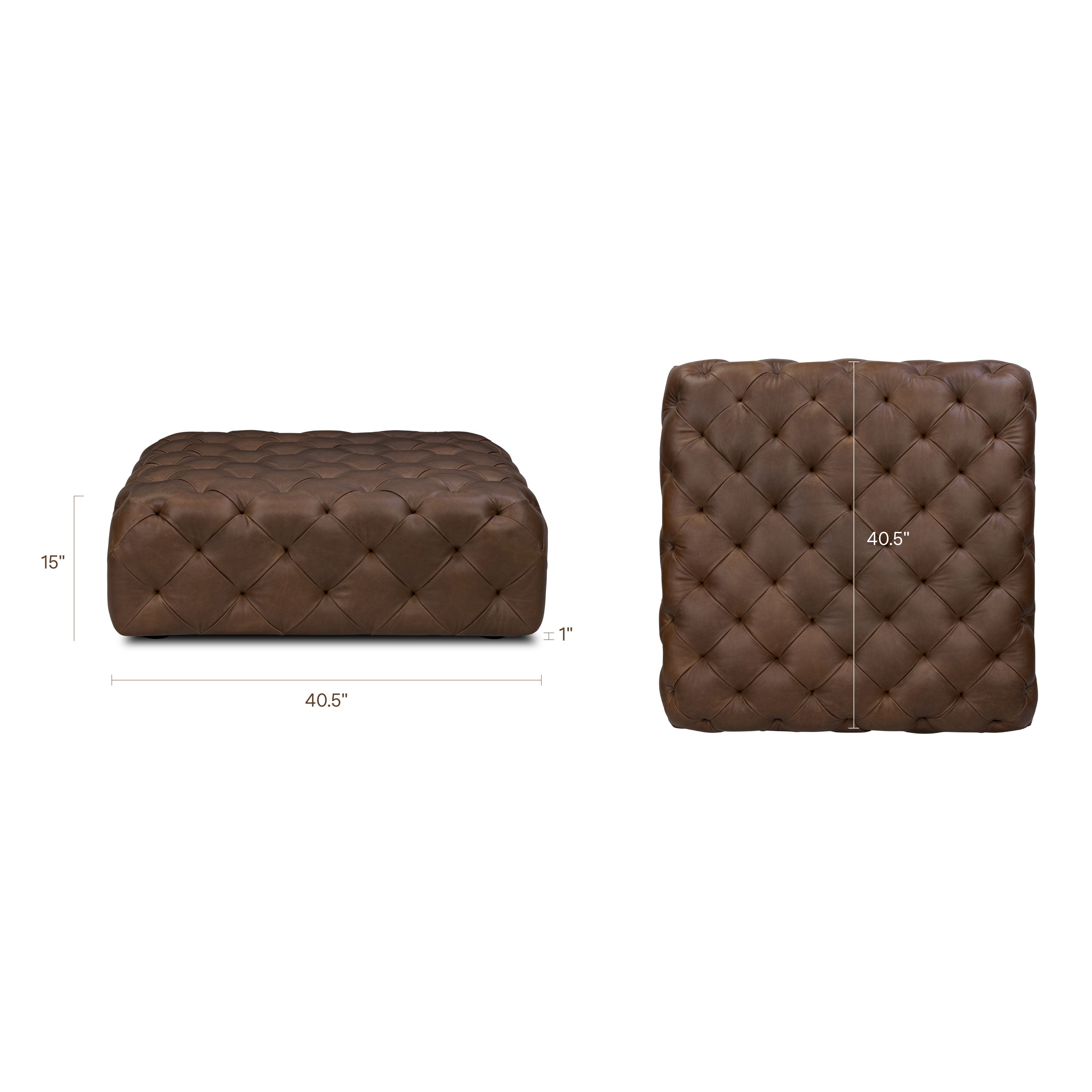 Pouf en cuir | Marron cacao