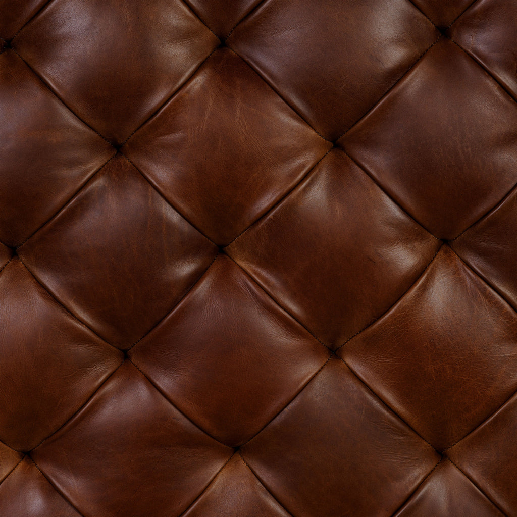 Pouffe en cuir | Marron foncé