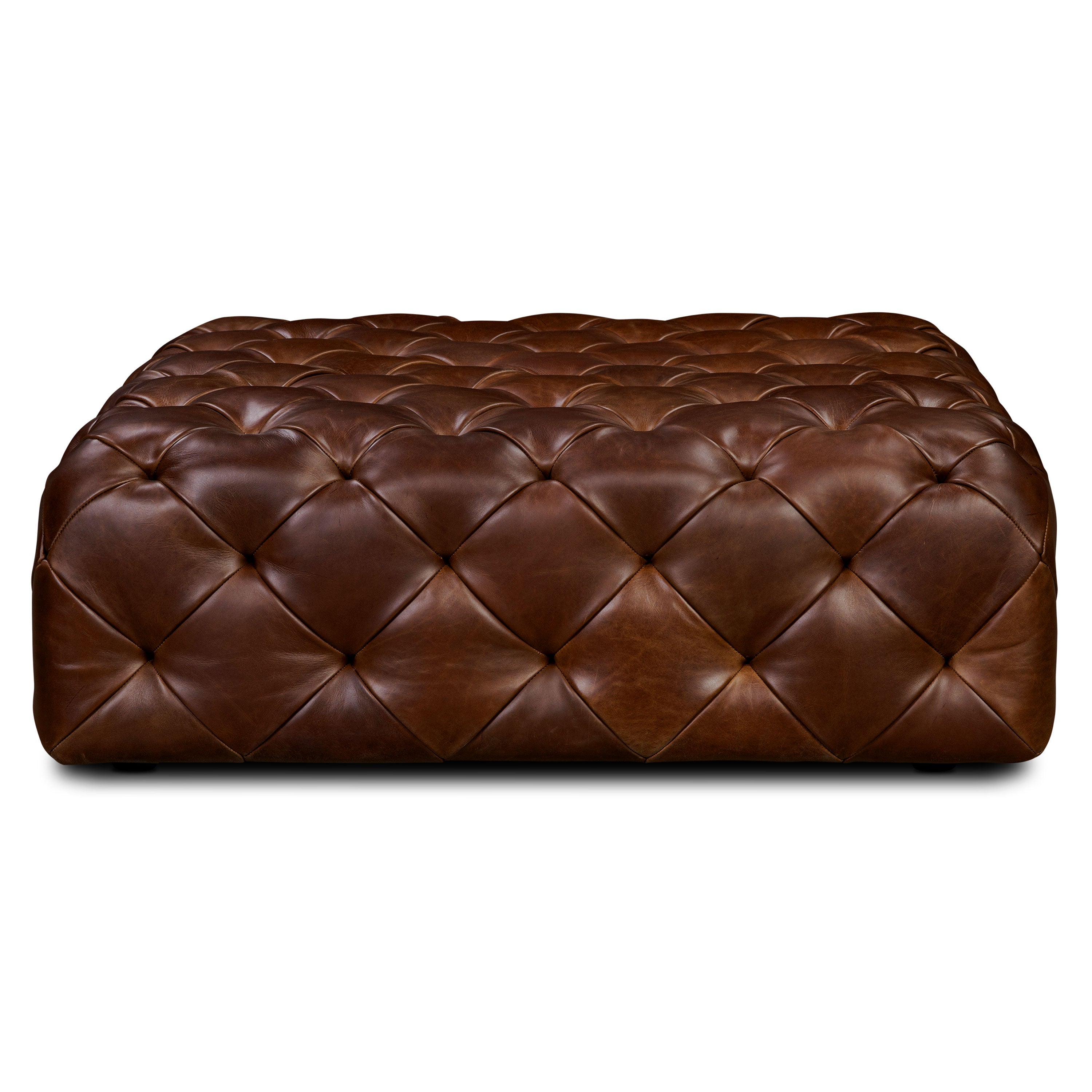 Pouffe en cuir | Marron foncé
