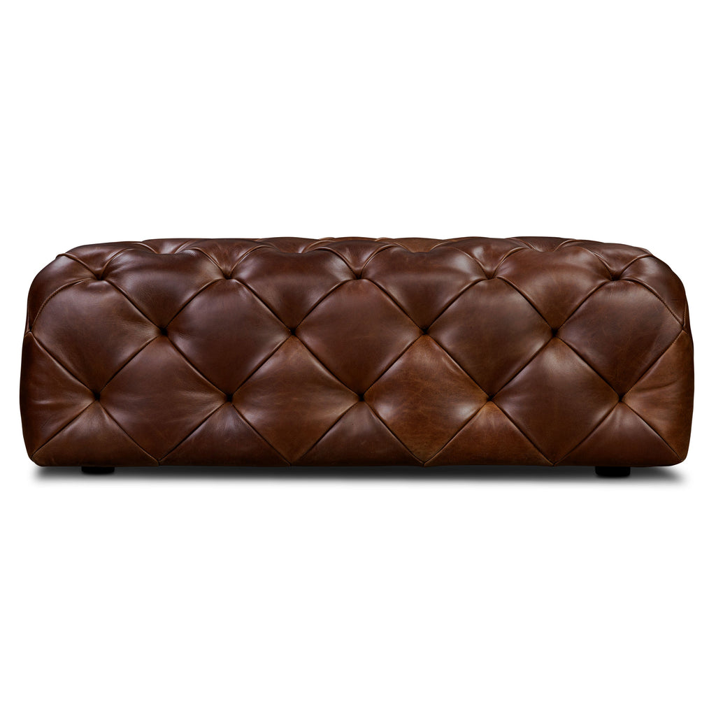 Pouffe en cuir | Marron foncé