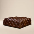 Pouffe en cuir | Marron foncé