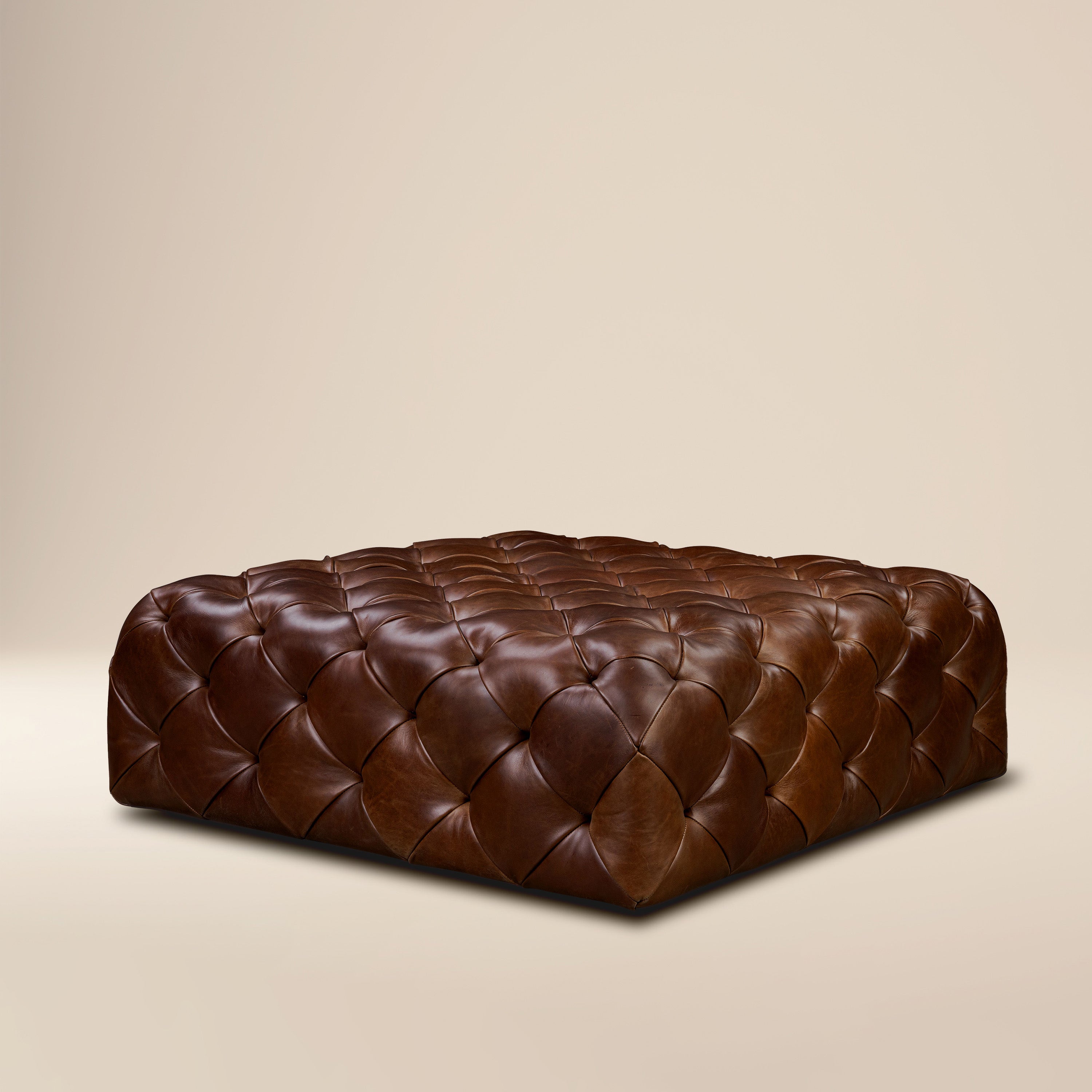 Pouffe en cuir | Marron foncé