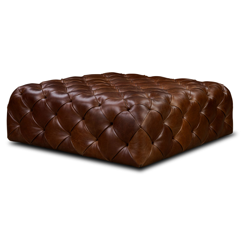 Pouffe en cuir | Marron foncé
