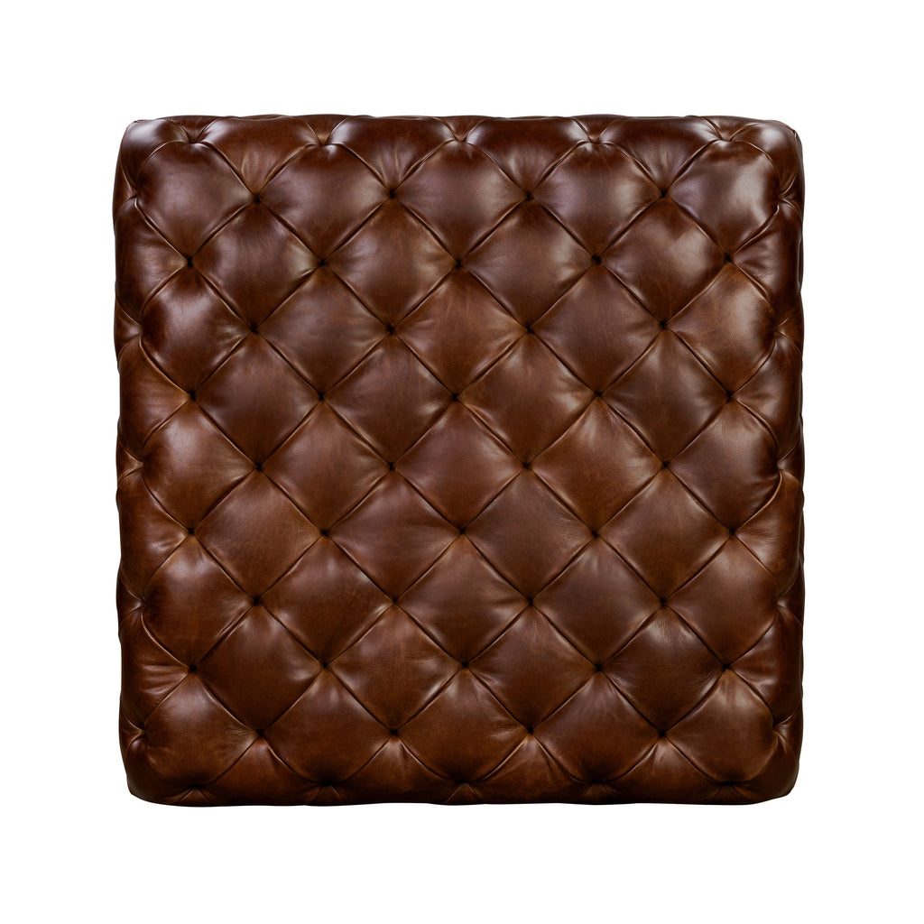 Pouffe en cuir | Marron foncé