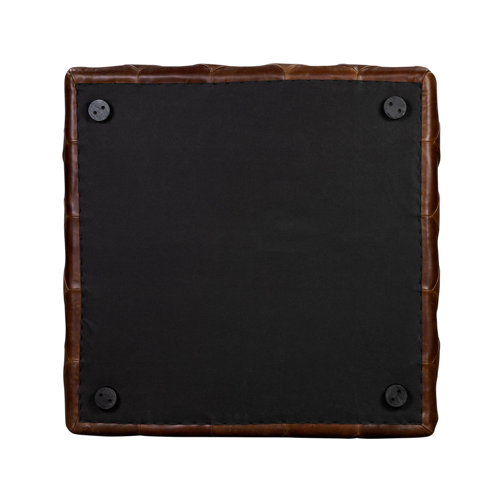 Pouffe en cuir | Marron foncé